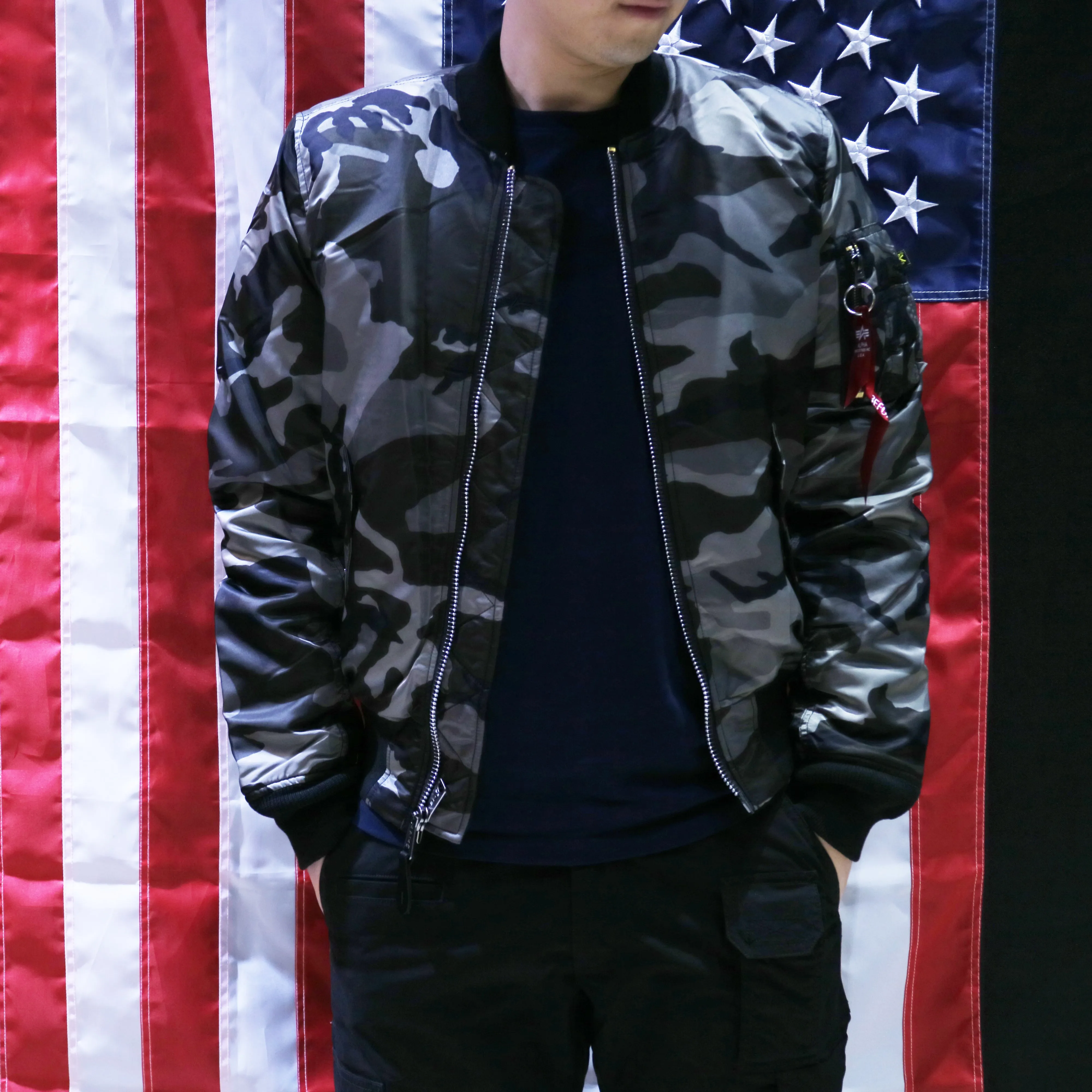 ALPHA MA-1 FLIGHT JACKET SLIM FIT (TONAL BLACK CAMO)