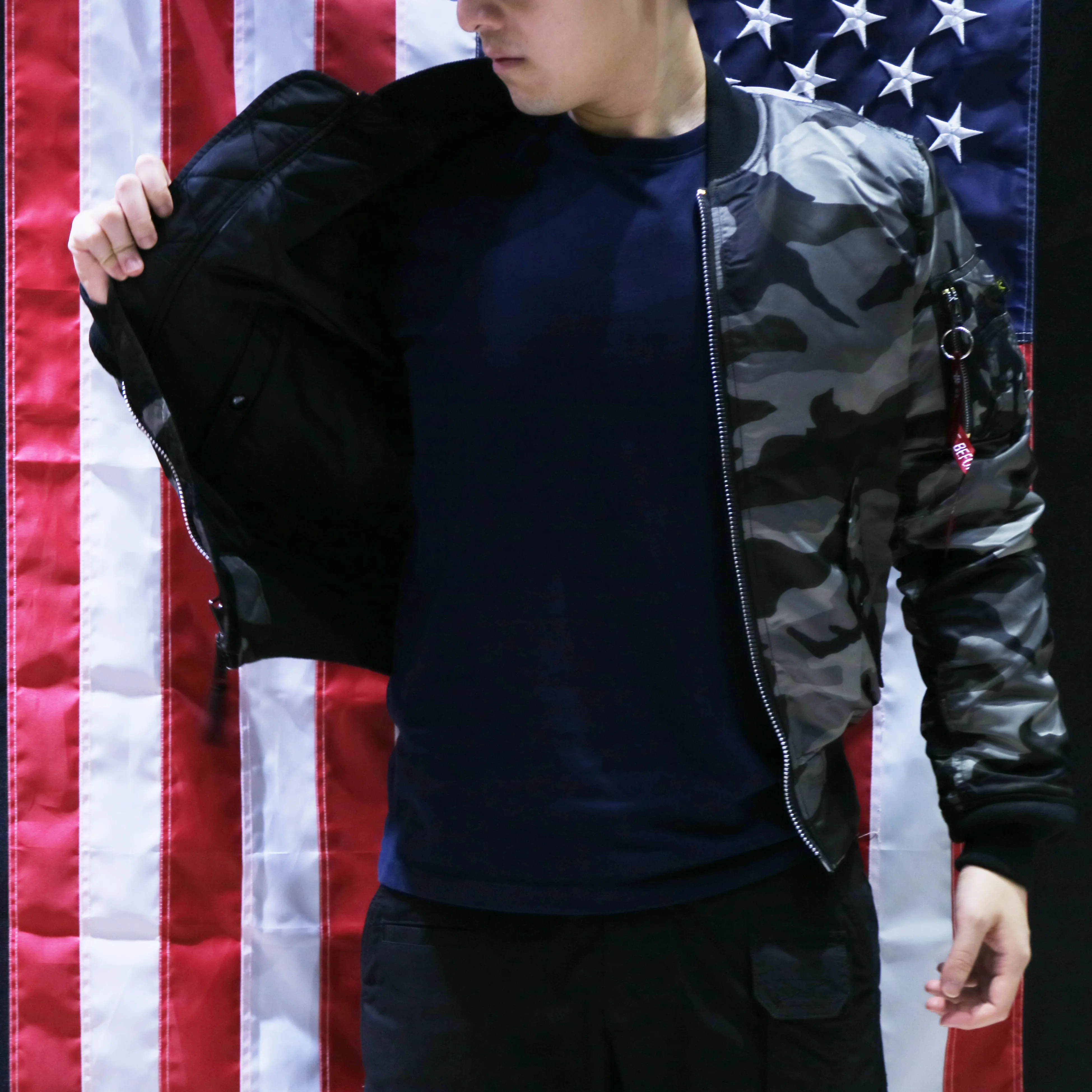 ALPHA MA-1 FLIGHT JACKET SLIM FIT (TONAL BLACK CAMO)