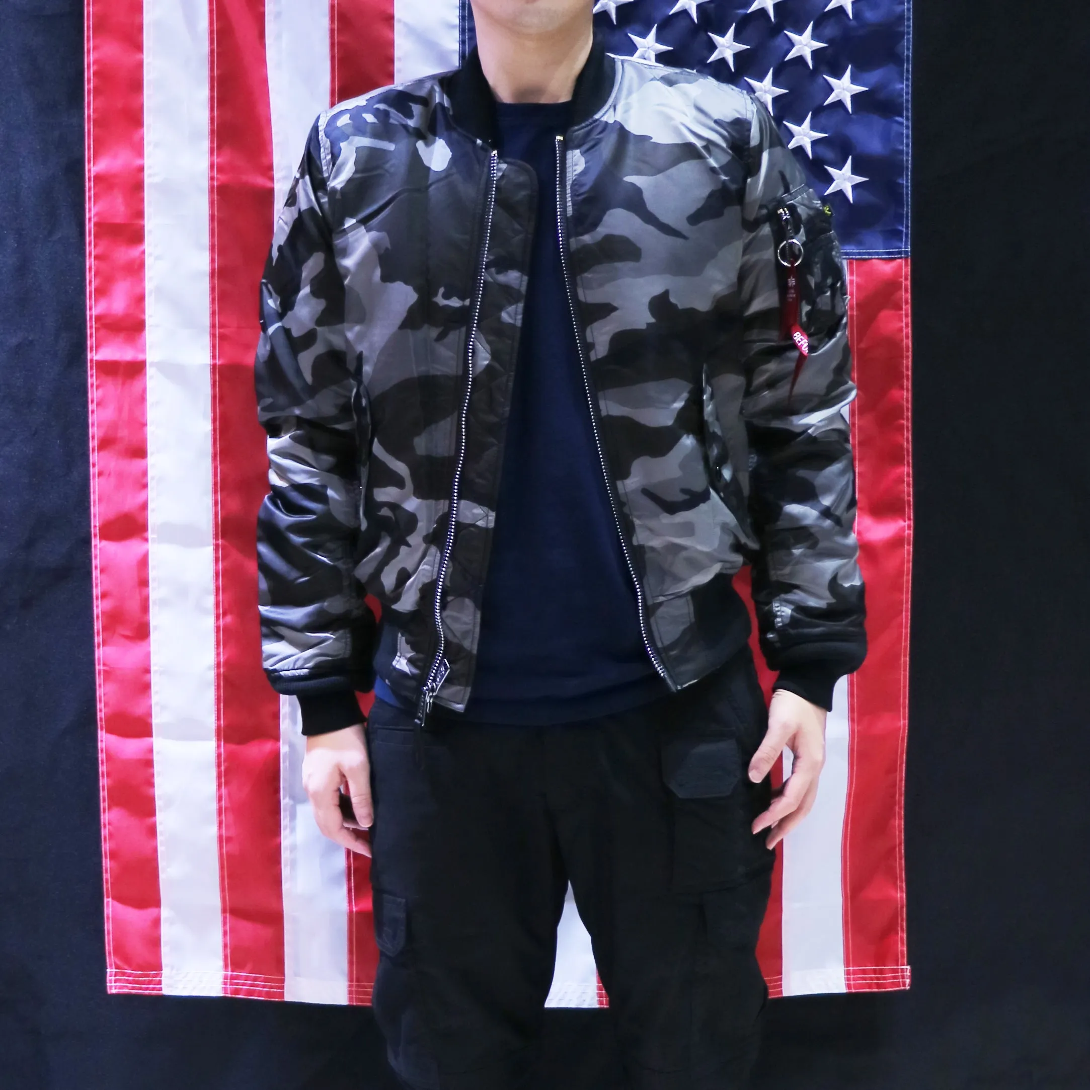 ALPHA MA-1 FLIGHT JACKET SLIM FIT (TONAL BLACK CAMO)