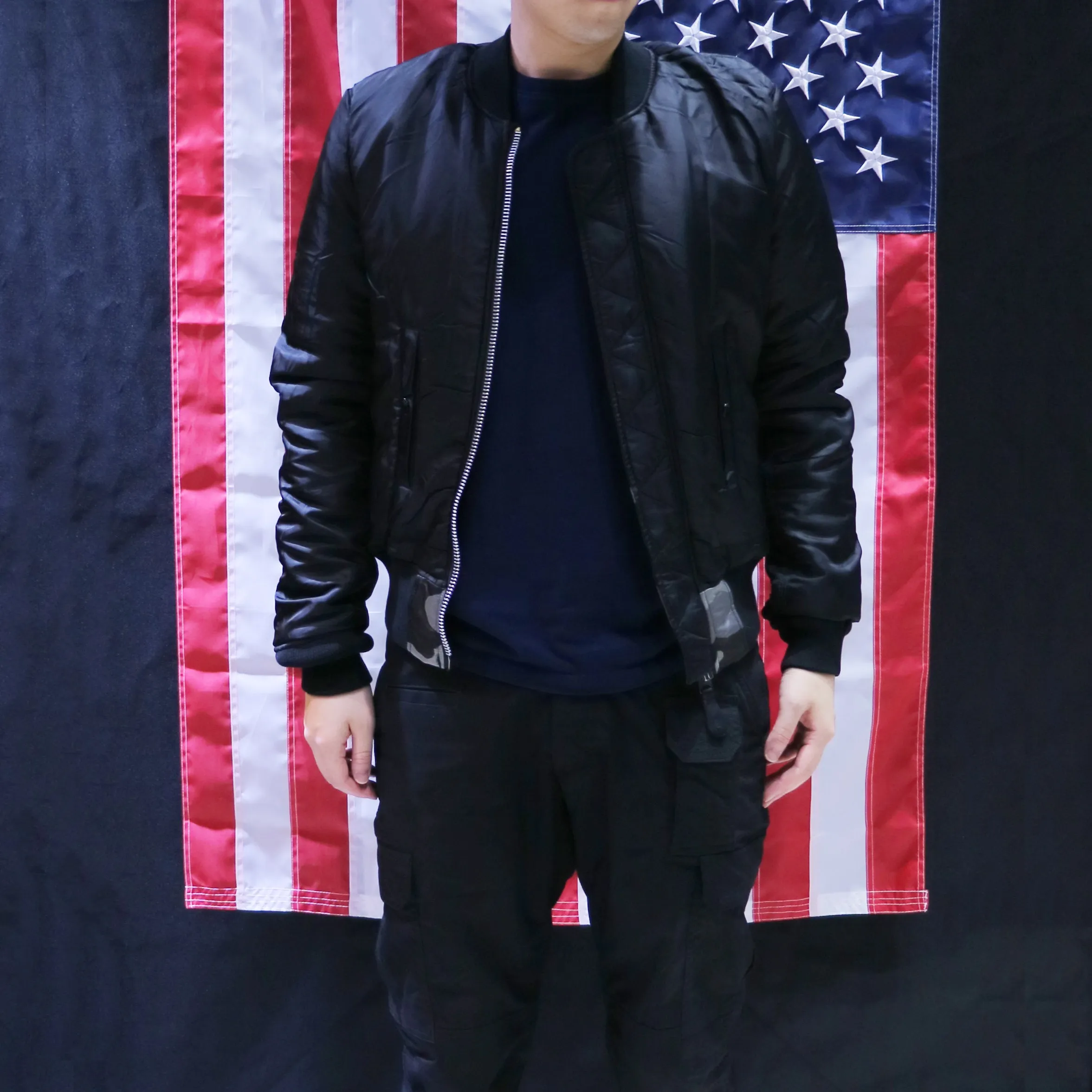 ALPHA MA-1 FLIGHT JACKET SLIM FIT (TONAL BLACK CAMO)