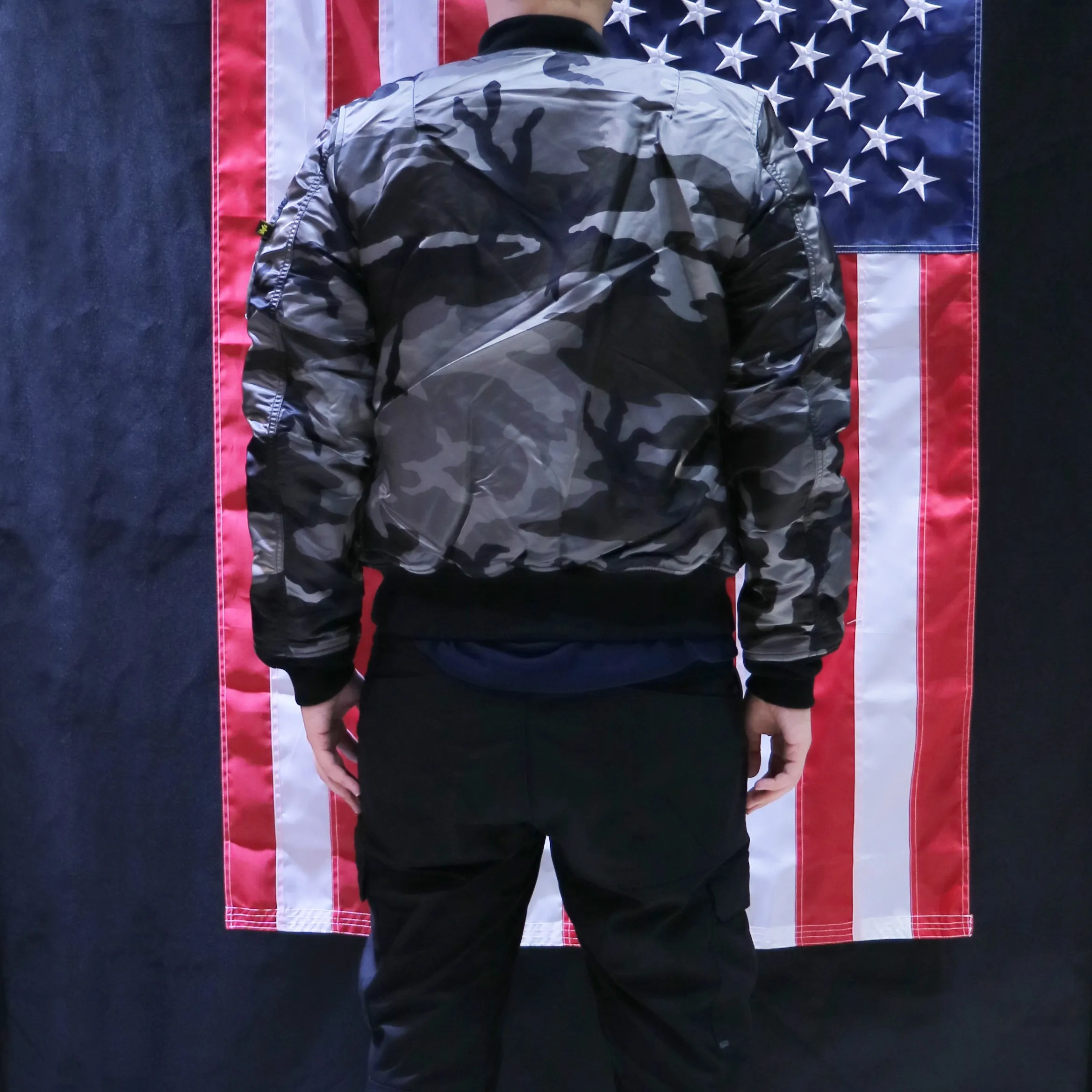 ALPHA MA-1 FLIGHT JACKET SLIM FIT (TONAL BLACK CAMO)