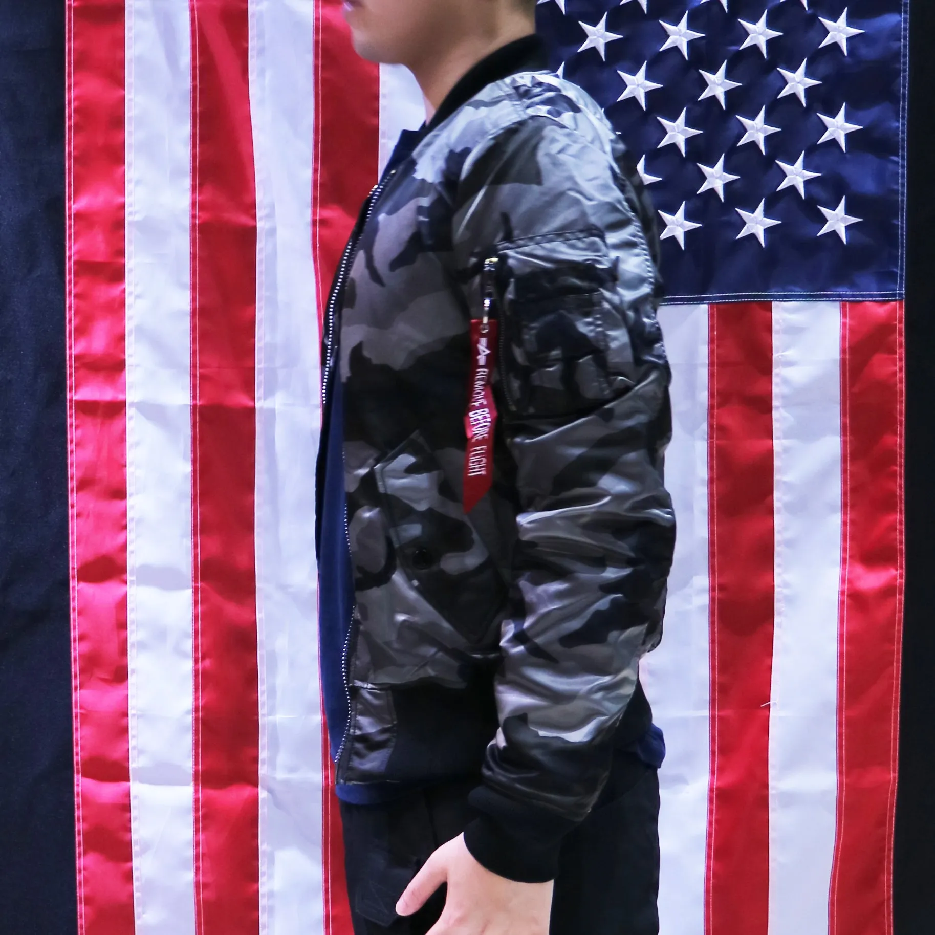 ALPHA MA-1 FLIGHT JACKET SLIM FIT (TONAL BLACK CAMO)