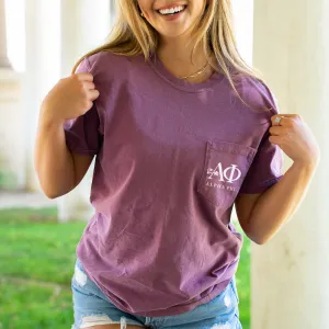 Alpha Phi Ivy Logo Pocket Tee - Berry