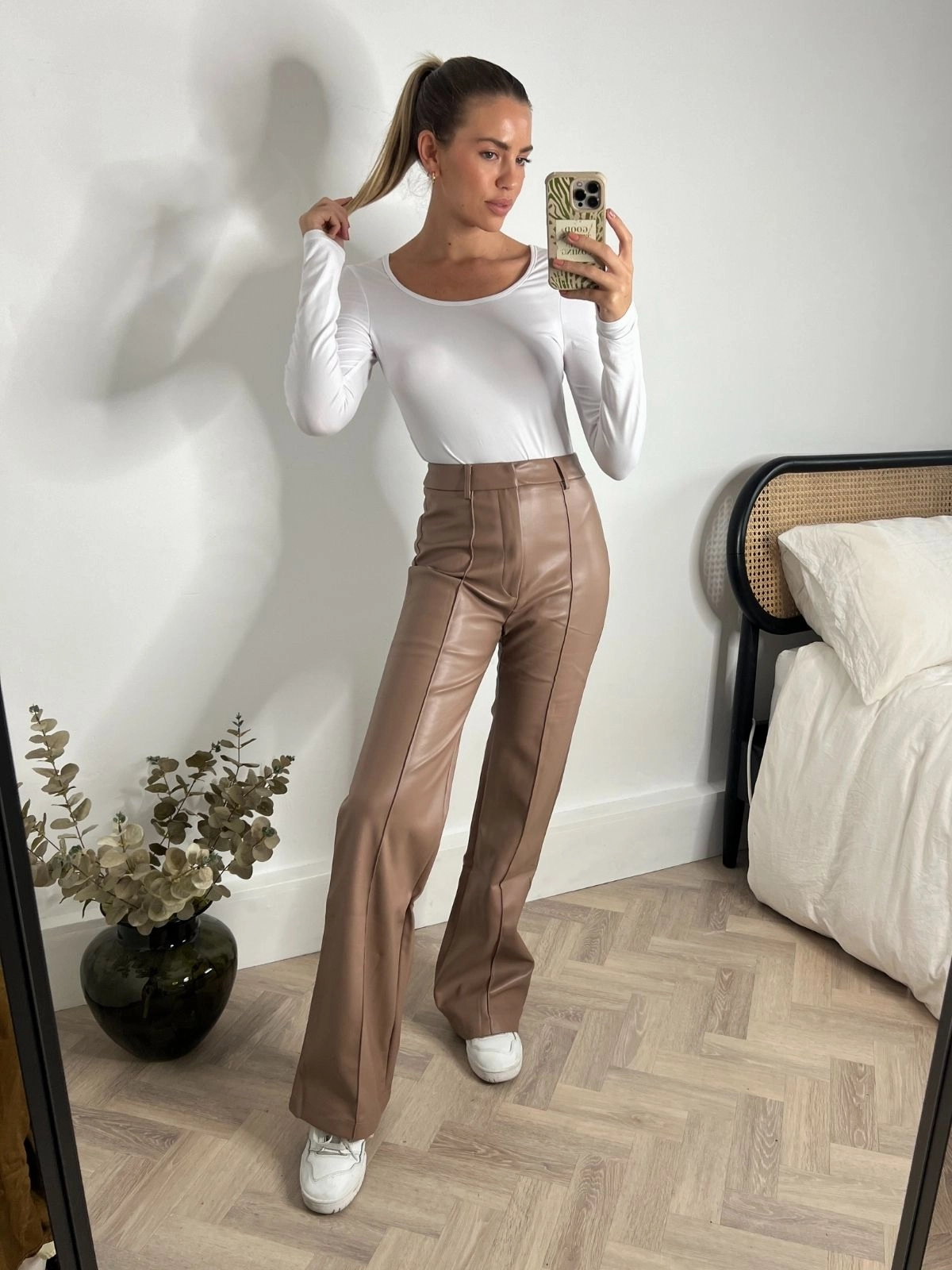 Casual Flex Alyssa PU Flare Trouser / Camel