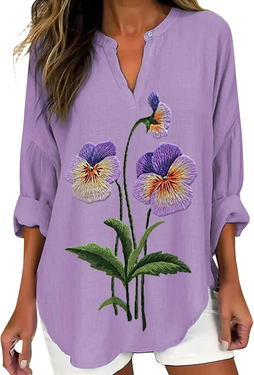 Alzheimers Awareness Shirts Daughter Floral Leaves Printed Long Sleeve Top Summer Cotton Linen Tees Shirts Blouses