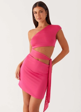 Trendy midi dress Lounge Vibes Amara Mini Dress - Hot Pink