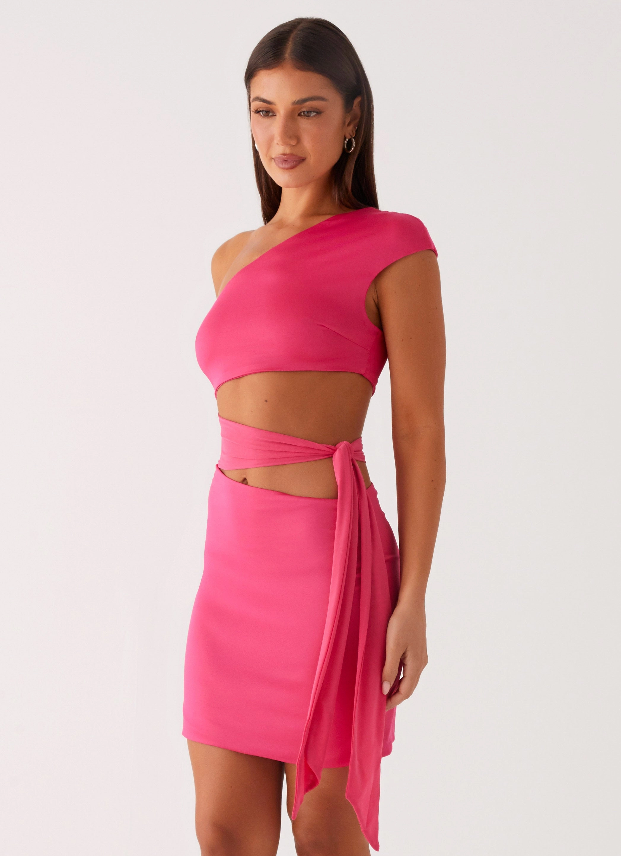 Timeless Waistband Fit Smart Layering Amara Mini Dress - Hot Pink