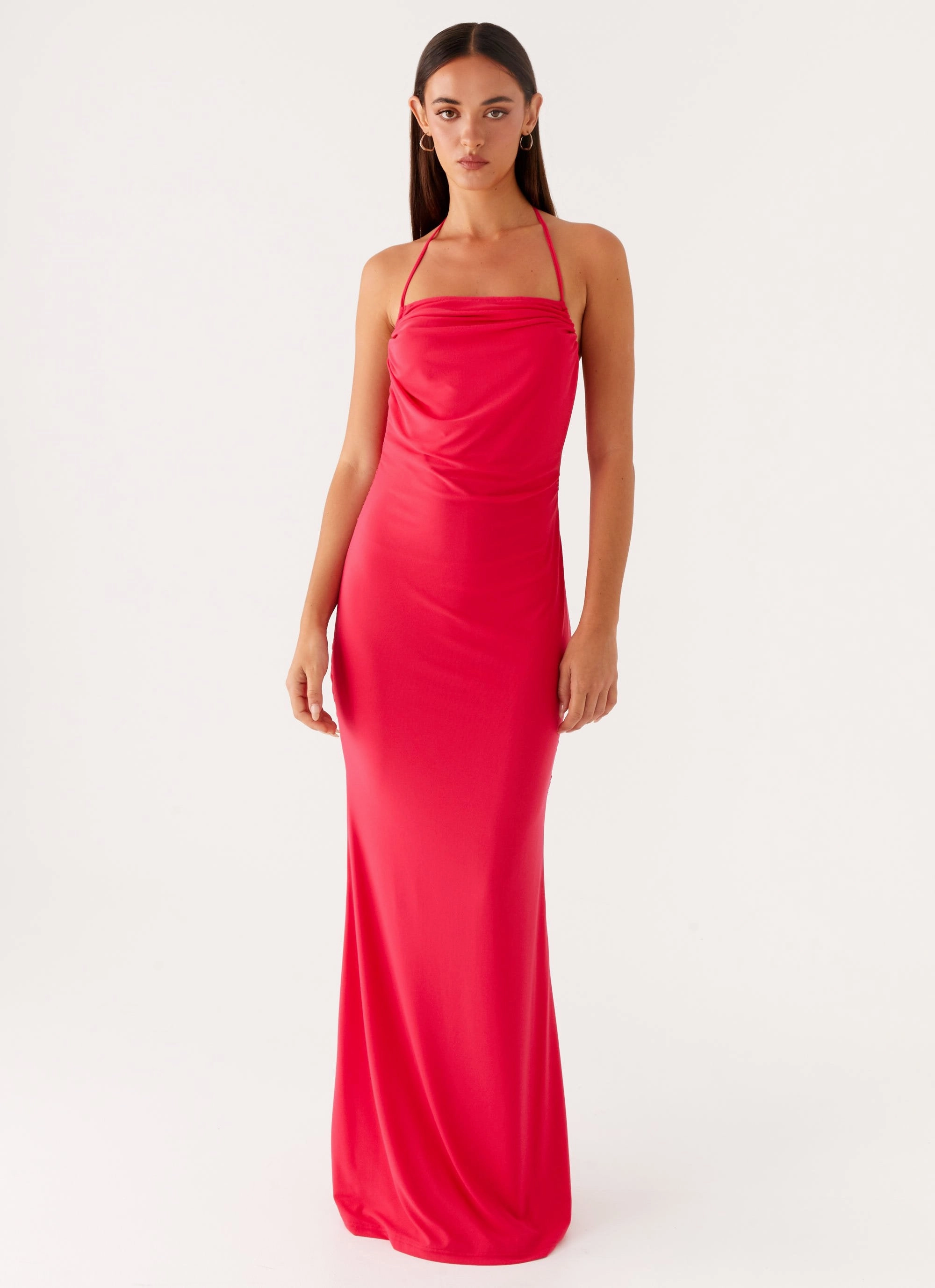 Fall Go Flattering and Chic Amari Maxi Dress - Raspberry