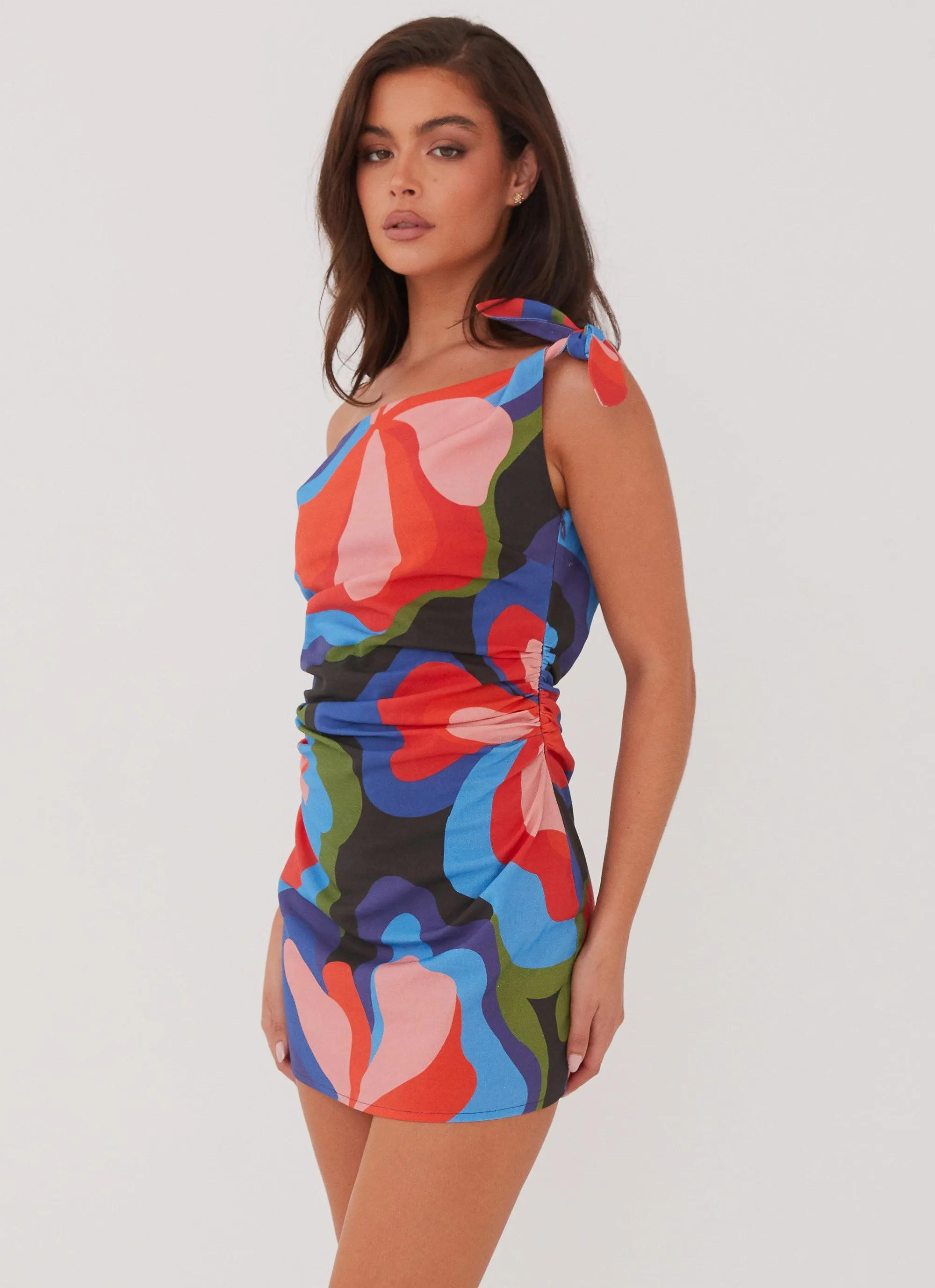 Amazonia Linen Mini Dress - Floral Fantasy Trend Focused Love Blend