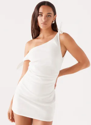 Edgy Twist Amazonia Linen Mini Dress - White