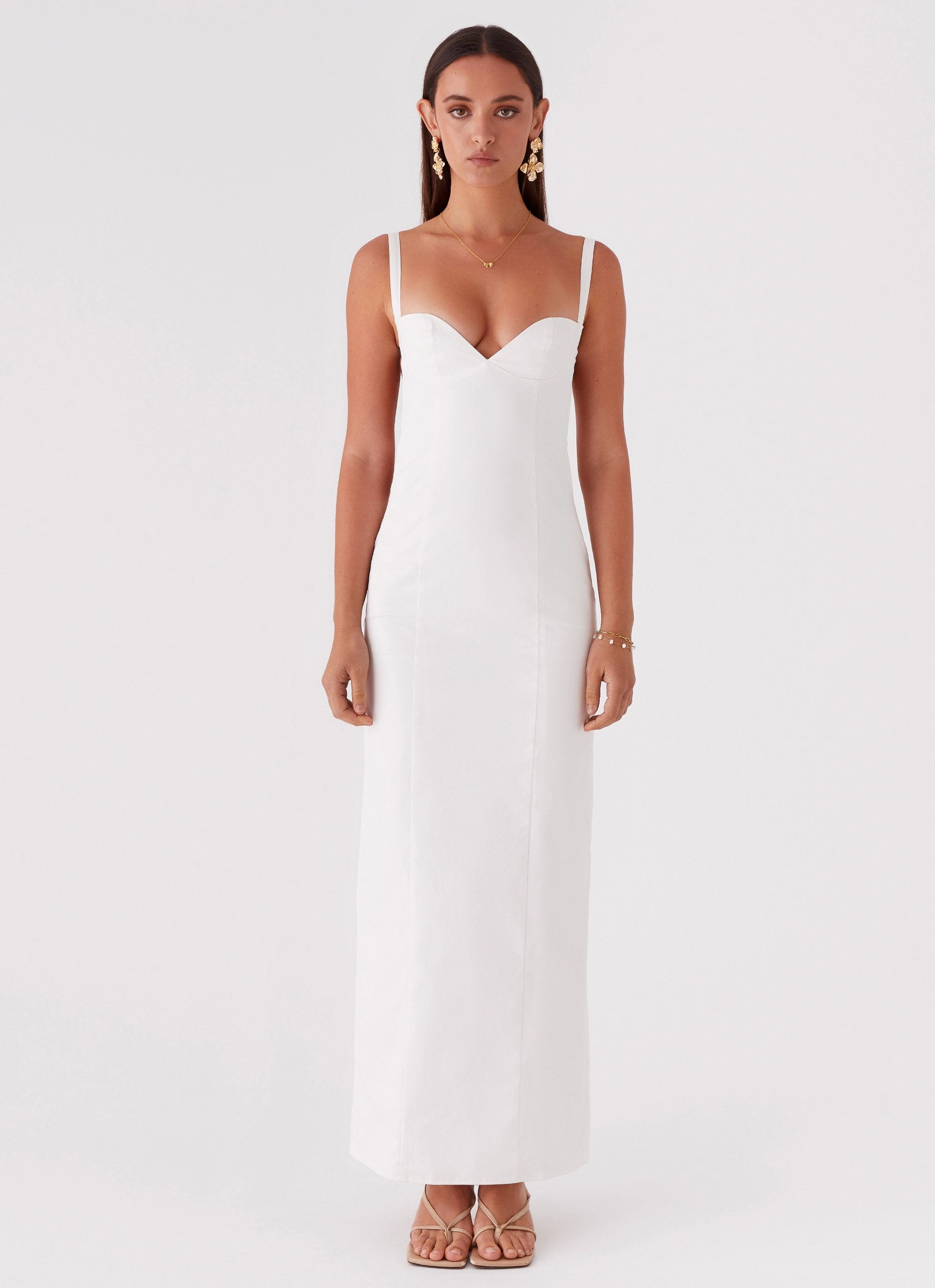 Cool Undertone City Layers Naomi Backless Maxi Dress - Off White