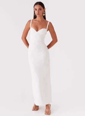 Naomi Backless Maxi Dress - Off White Curve Friendly Bright Accent