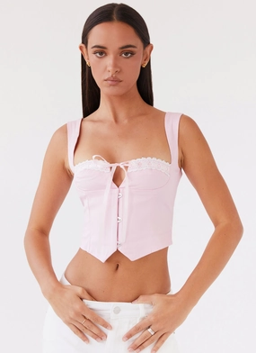 BreathableMeshInsert HiddenPocket Ambretta Corset Top - Pink