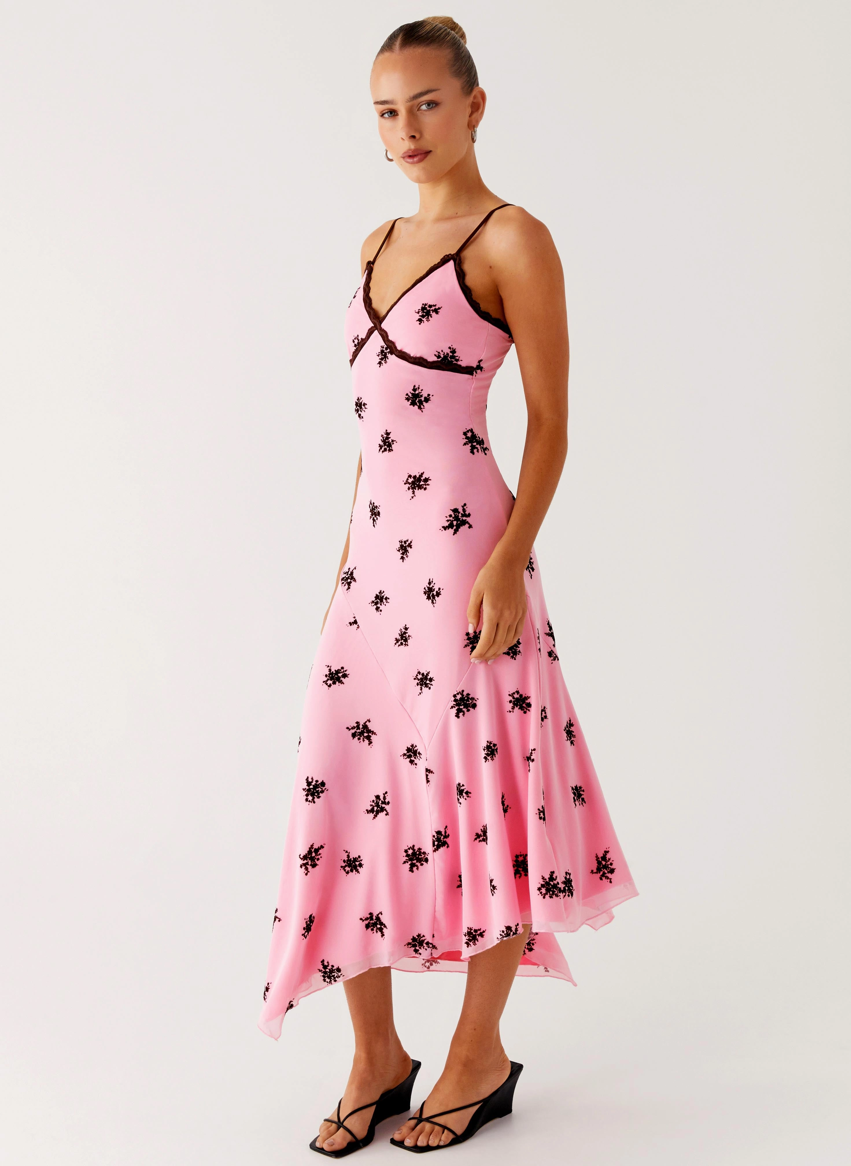 Amelia Midi Dress - Pink Curvy Glam