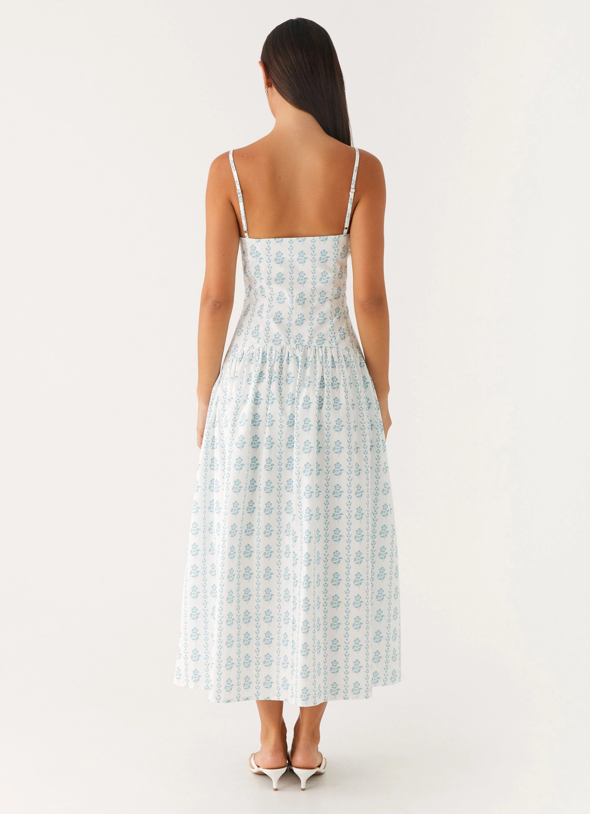 Amelie Midi Dress - Sweet Daydream Print Panelled-Design Silky Silhouette
