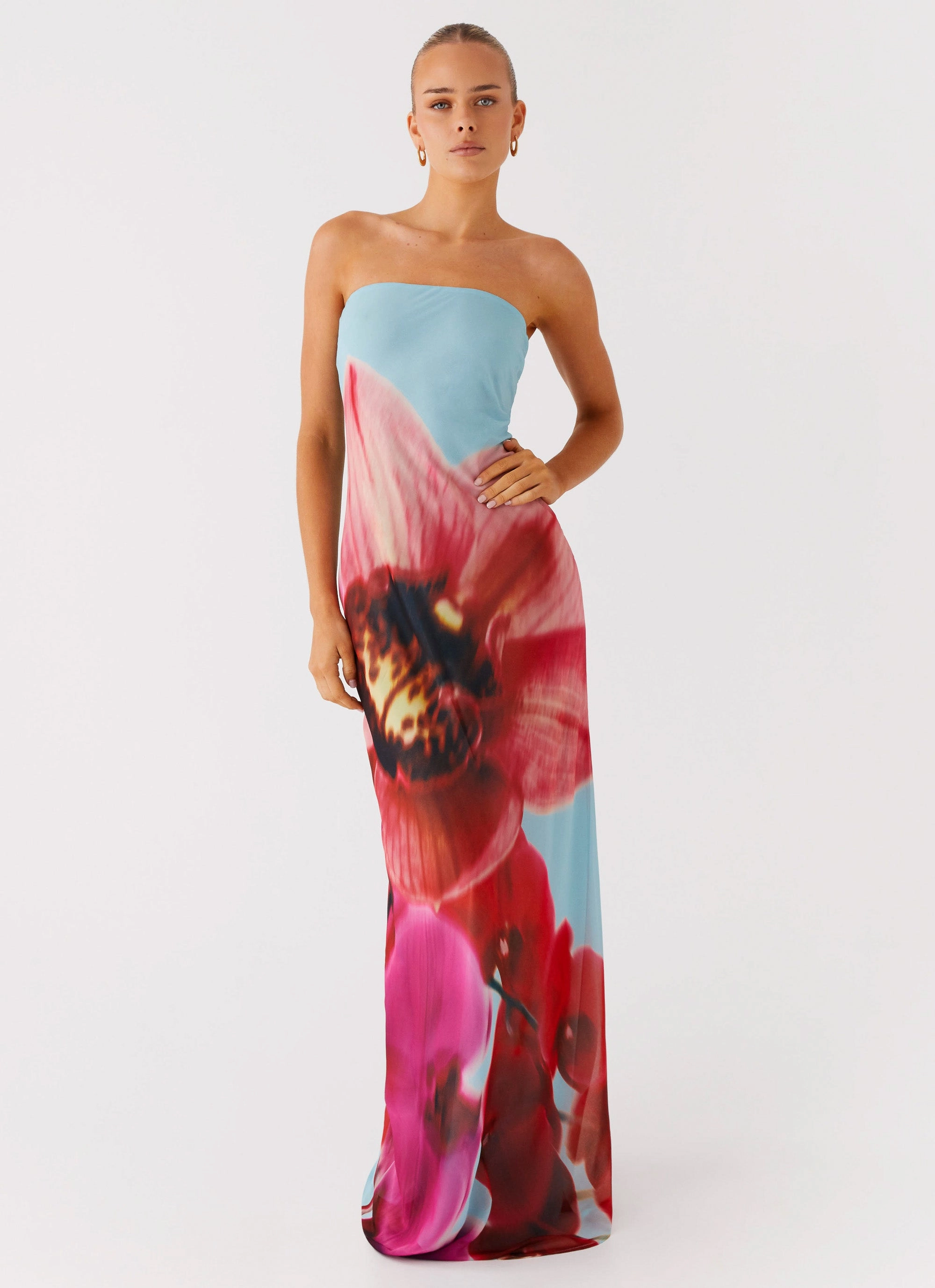 Amelle Maxi Dress - Turquoise Bloom FoldablePackaging