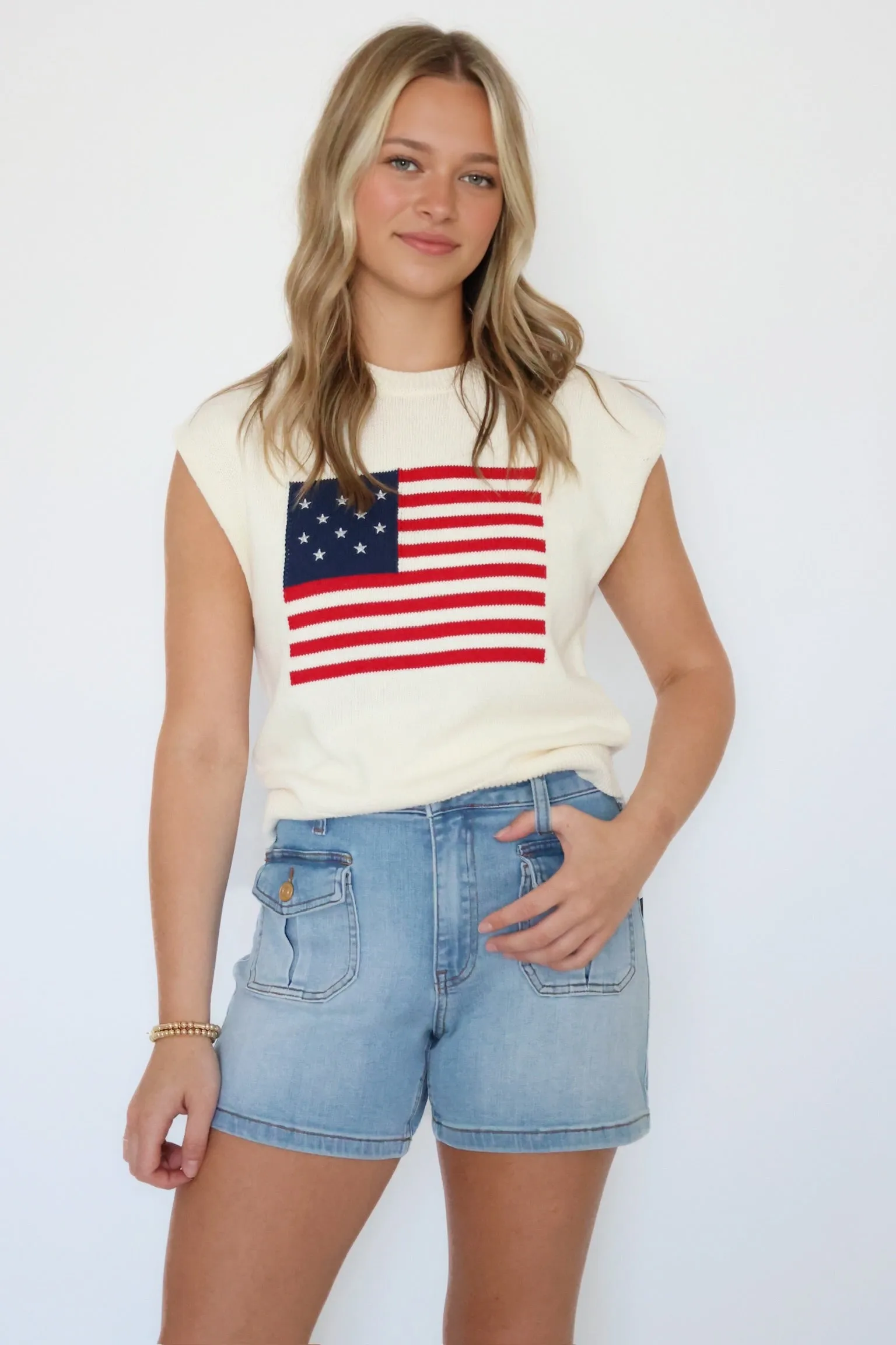American Dream Flag Sweater NonIrritatingEdges WideNeckOpening