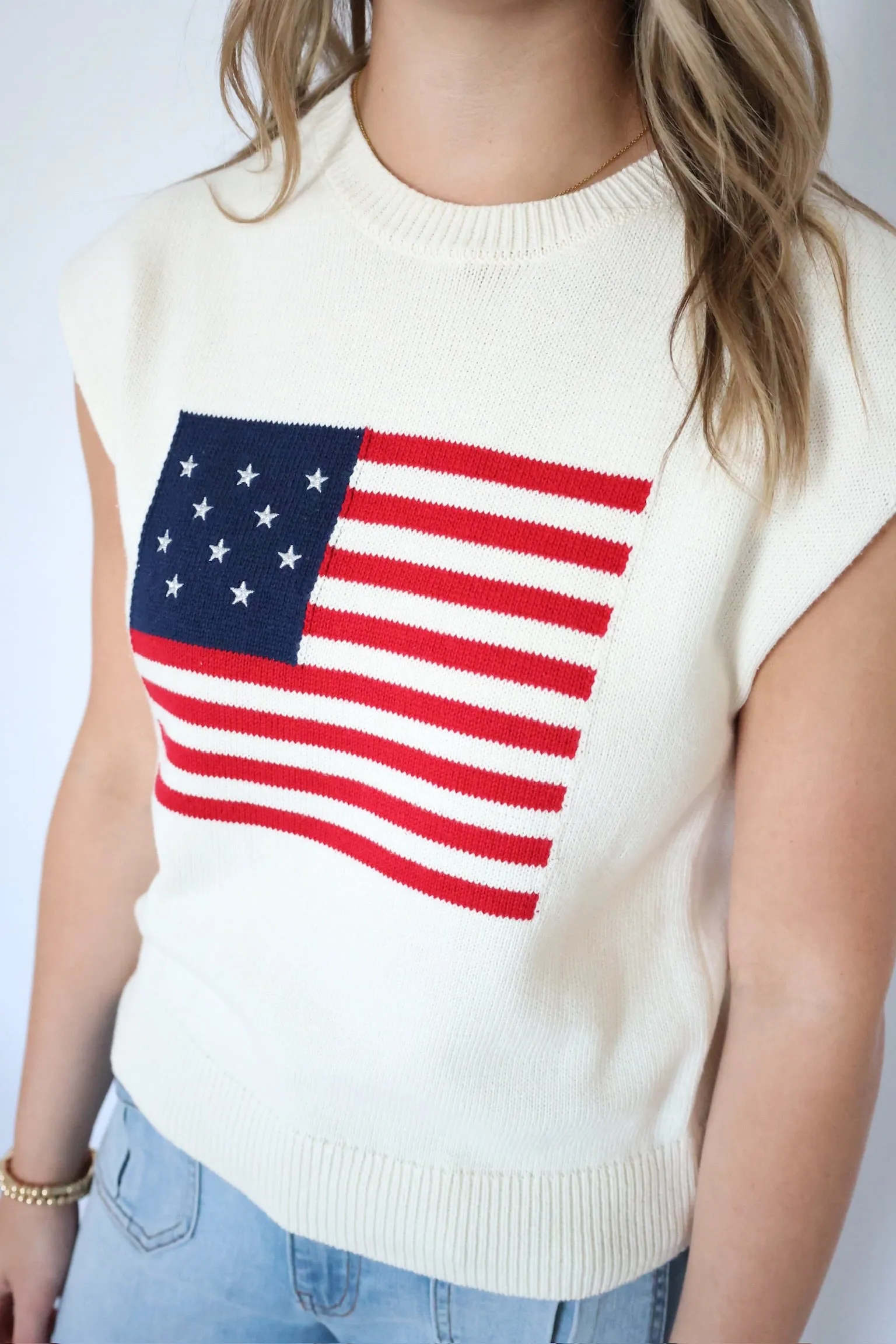 LayeringFriendly Weight American Dream Flag Sweater