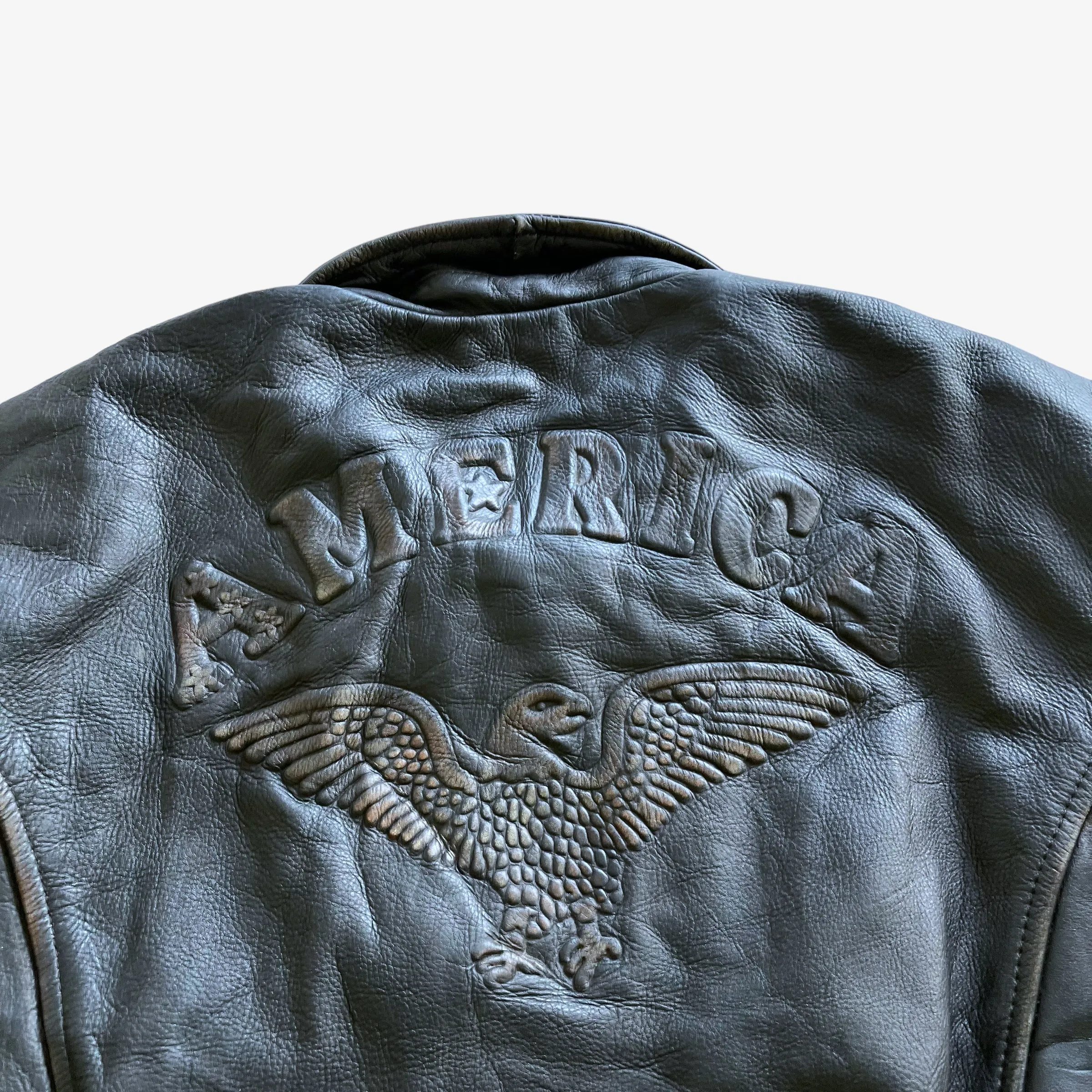 American Eagle Embossed Leather Pilot Jacket