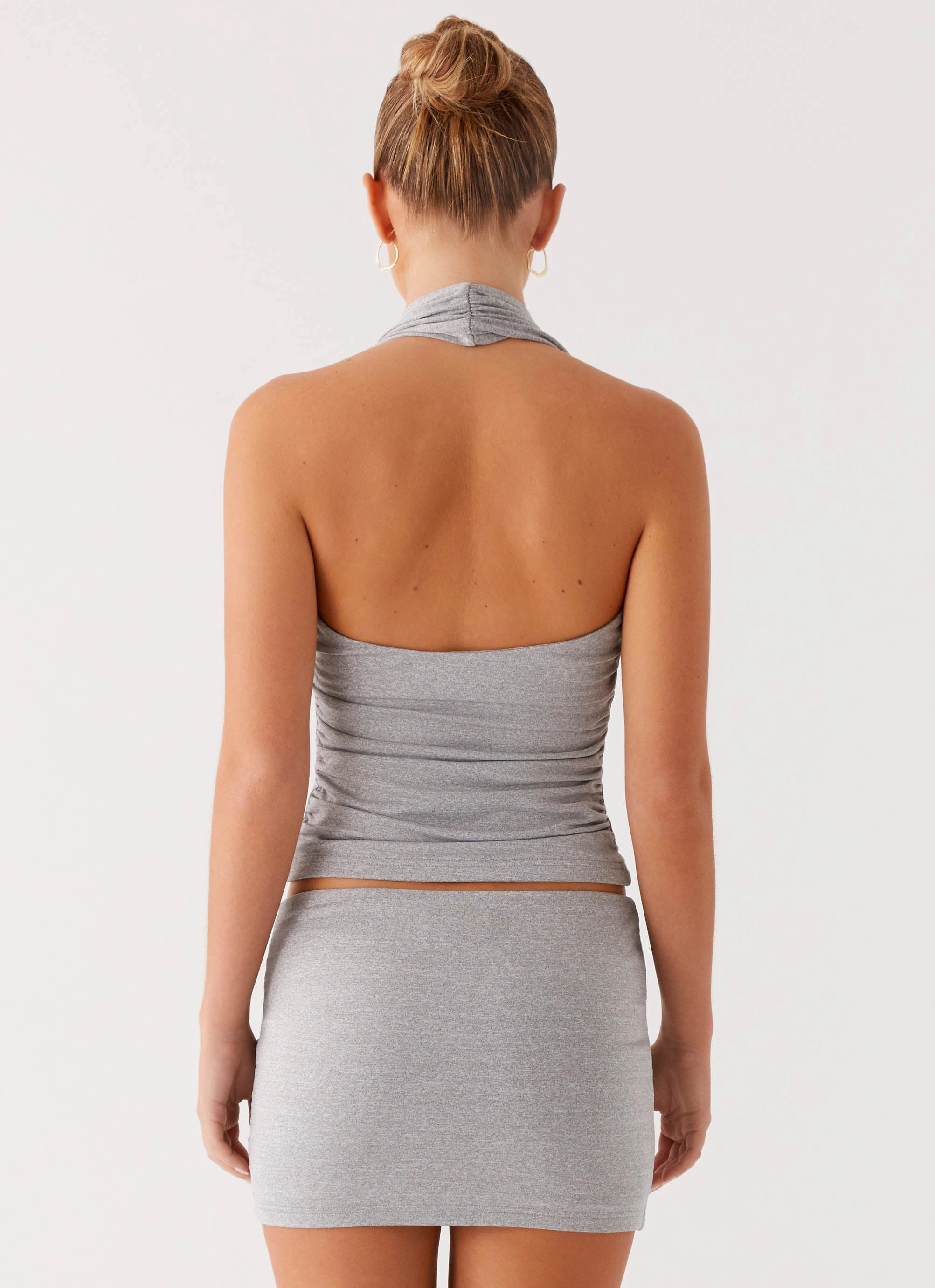 Amia Halter Top - Grey Marle Vegan Safe