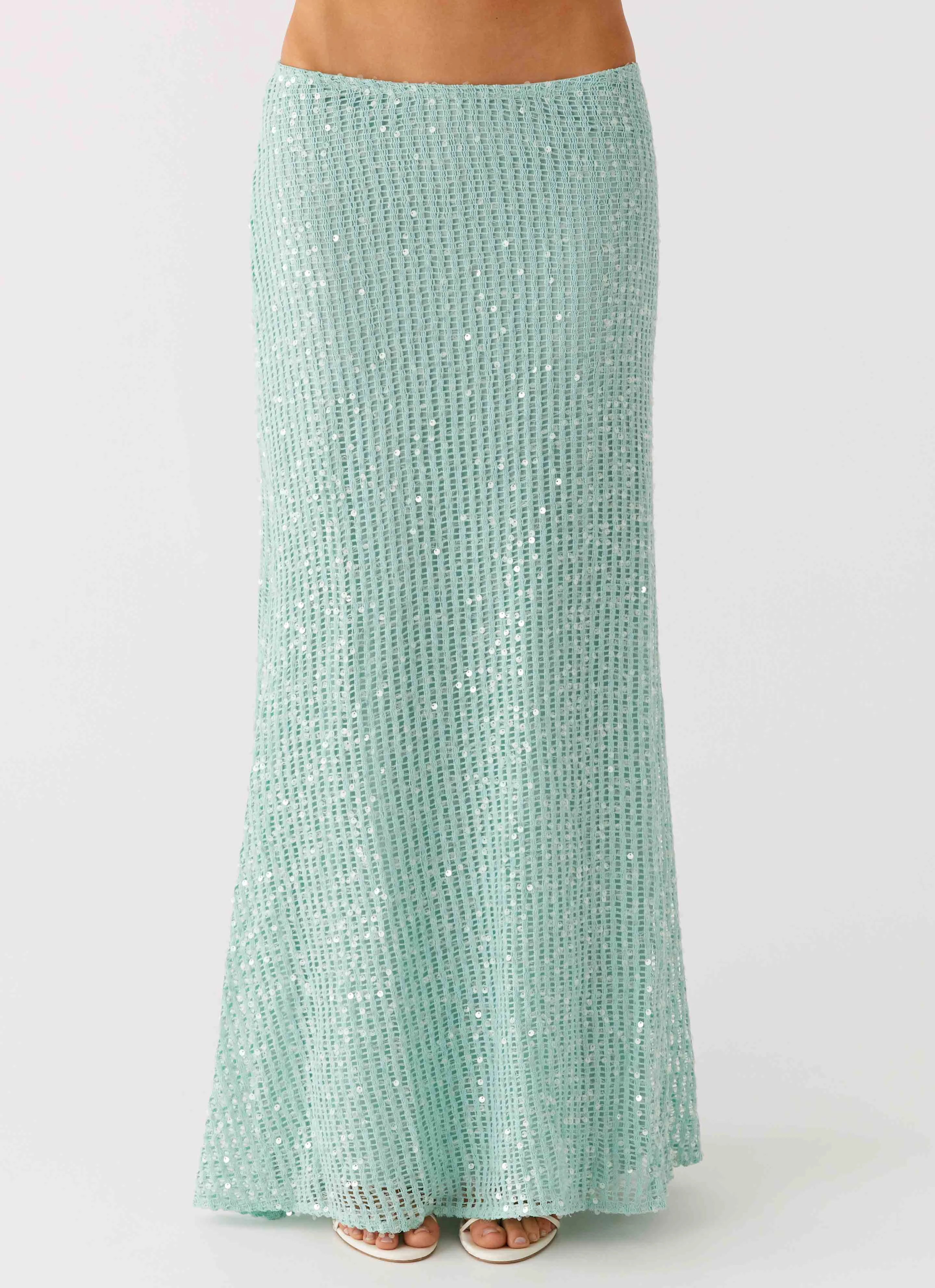 Sport Ready Fit Seamless Design Amoura Sequin Low Rise Maxi Skirt - Mint Sage