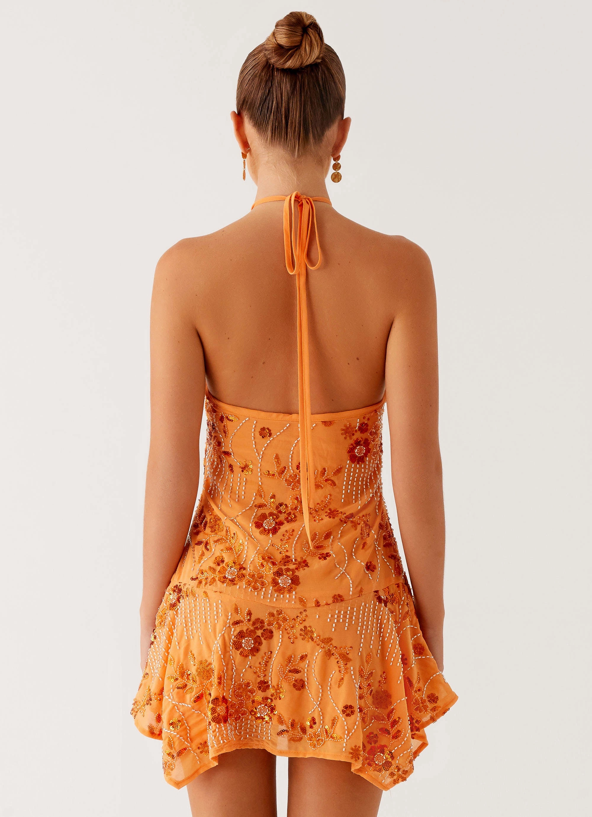 Buckle-Detail Ampolia Halter Mini Dress - Orange