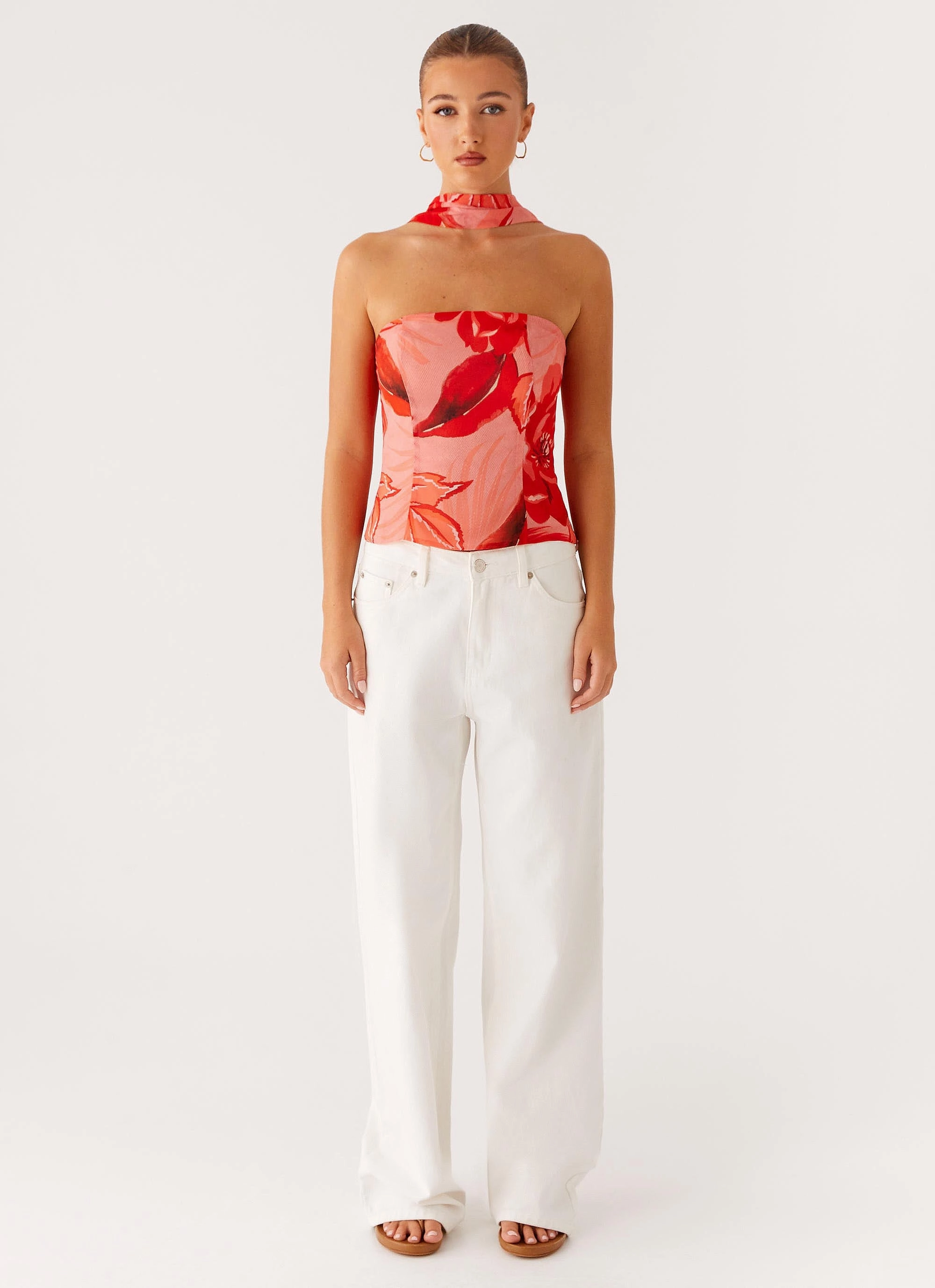 Soft Touch Anais Scarf Top - Sicily Sunset Print