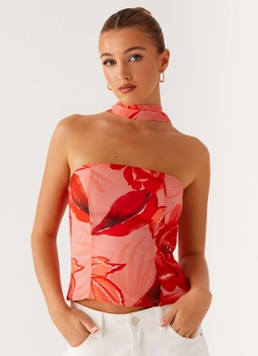 Moisture Control Lining Anais Scarf Top - Sicily Sunset Print