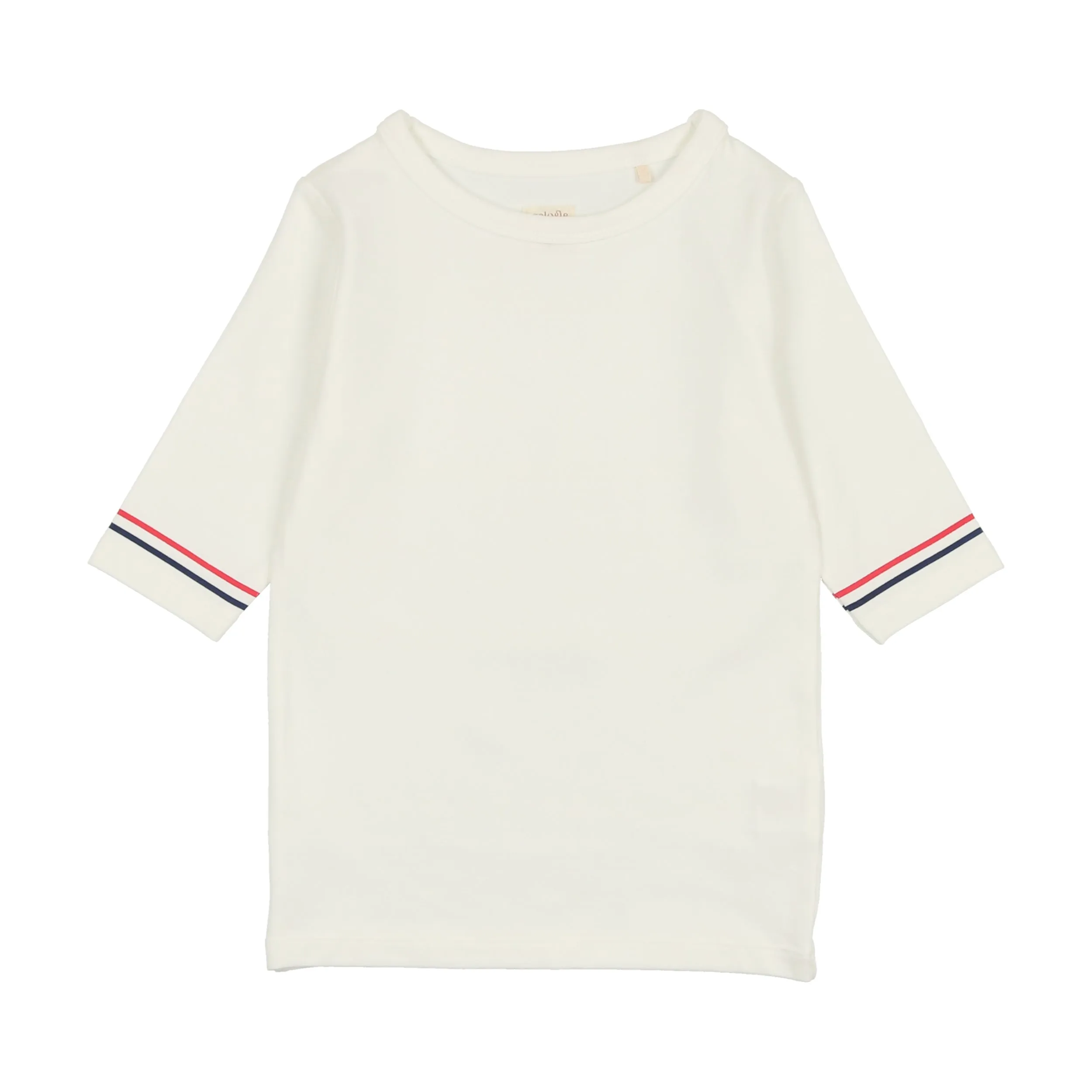 Analogie Sunshine Three Quarter Sleeve T-Shirt with Stripe - White