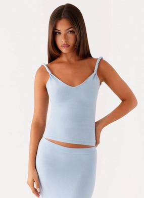 Anastasia Knit Top - Blue Long Length HeatRetentionTechnology