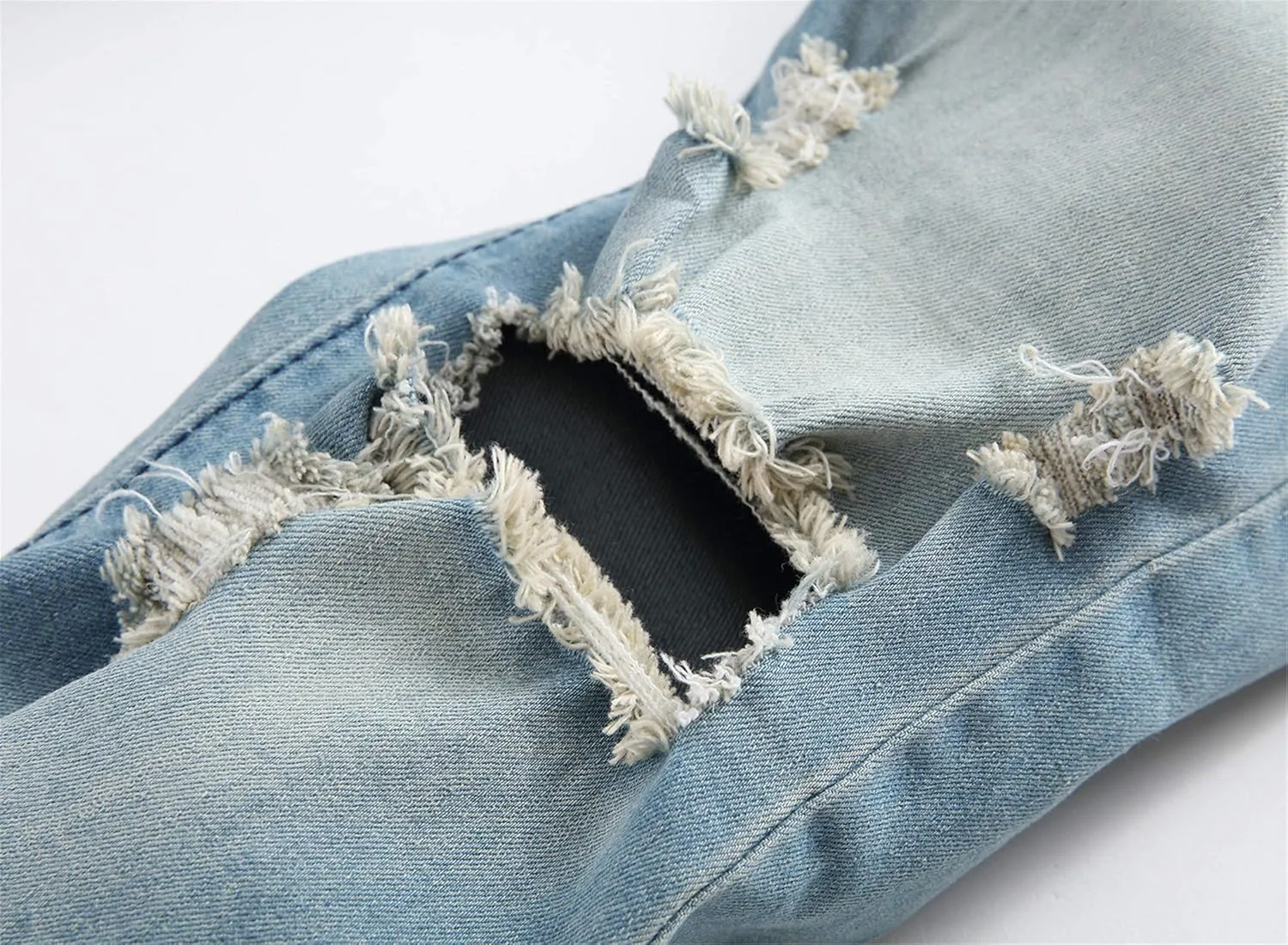 Andongnywell Men's Slim Fit Stretch Destroyed Skinny Zipper Denim Pencil Pants Causal Slim Fit Stretch Ripped Jeans