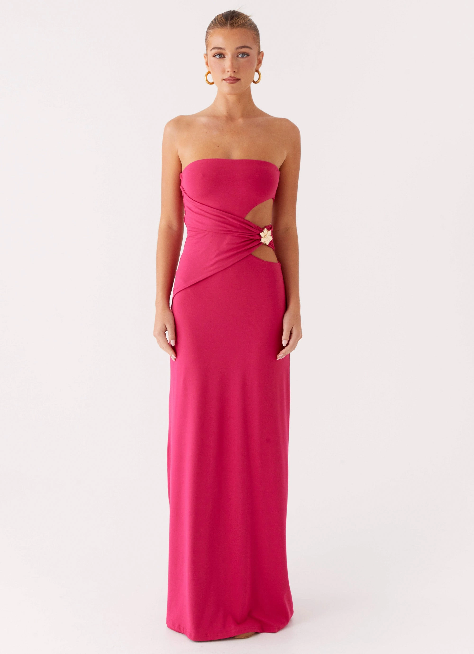 Anetta Maxi Dress - Fuchsia Fitted Mood