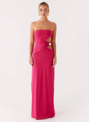Anetta Maxi Dress - Fuchsia Fitted Mood