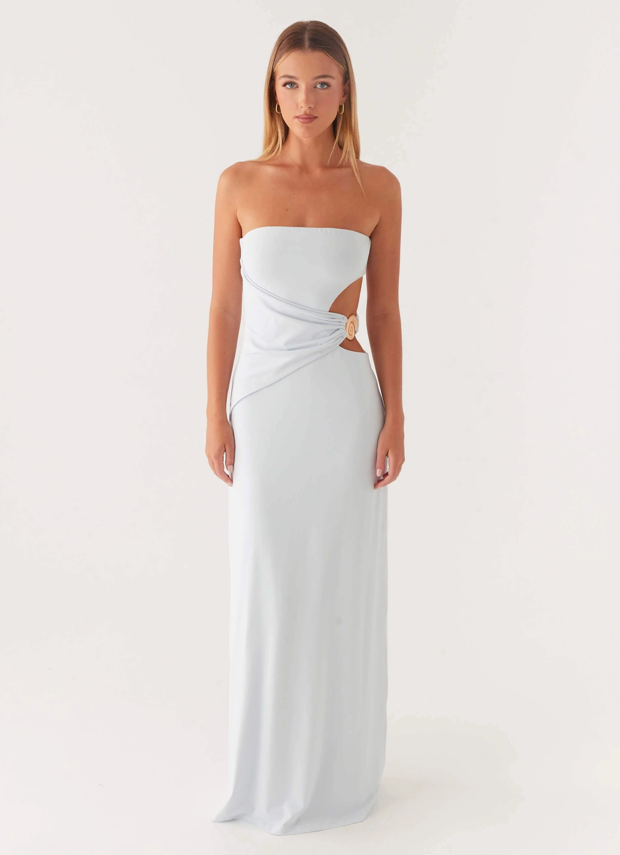 Sleek Waist Fashionable Touch Anetta Maxi Dress - Pale Blue