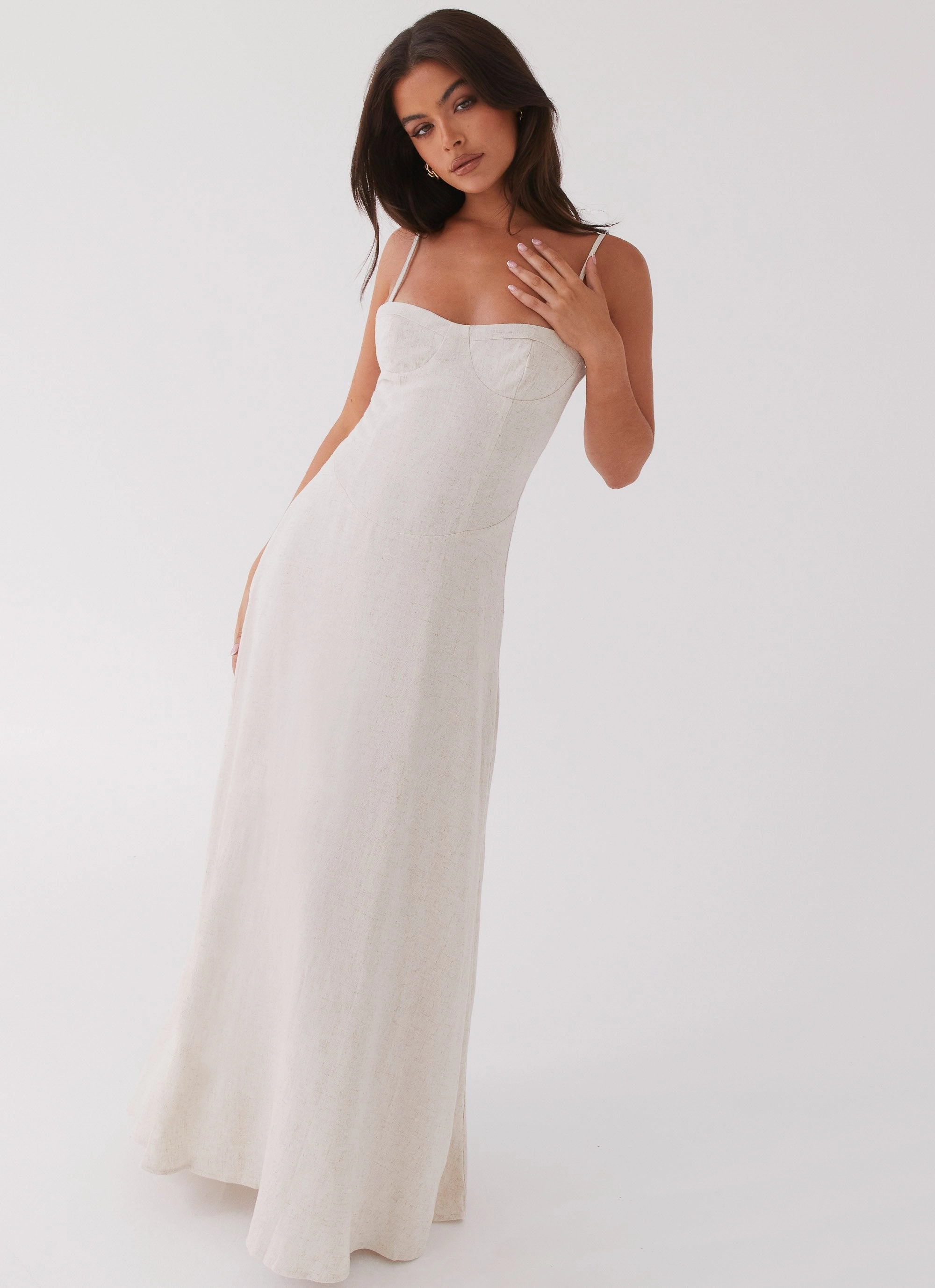 Angelina Linen Maxi Dress - Oatmeal All Gender