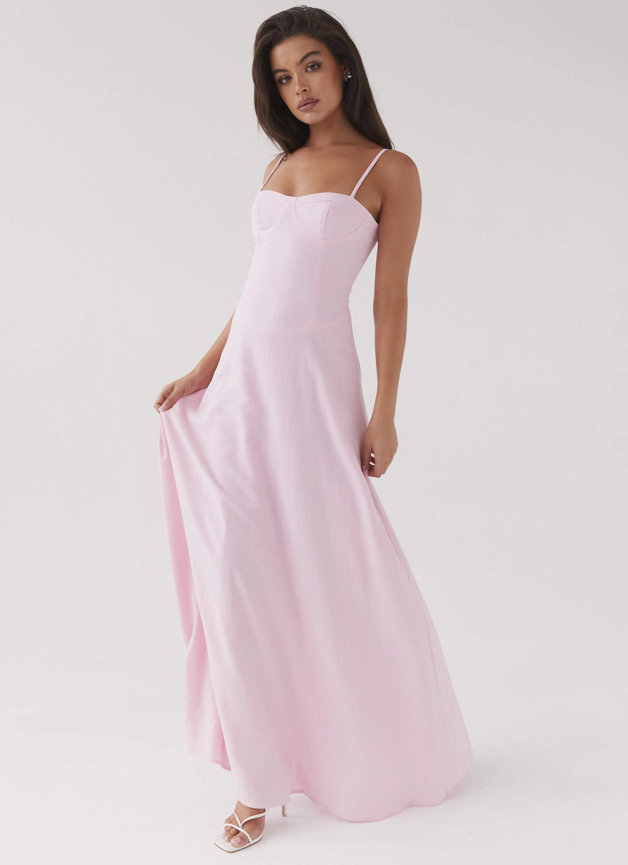 Tall-Fit Modern Twist Angelina Linen Maxi Dress - Pink Petal