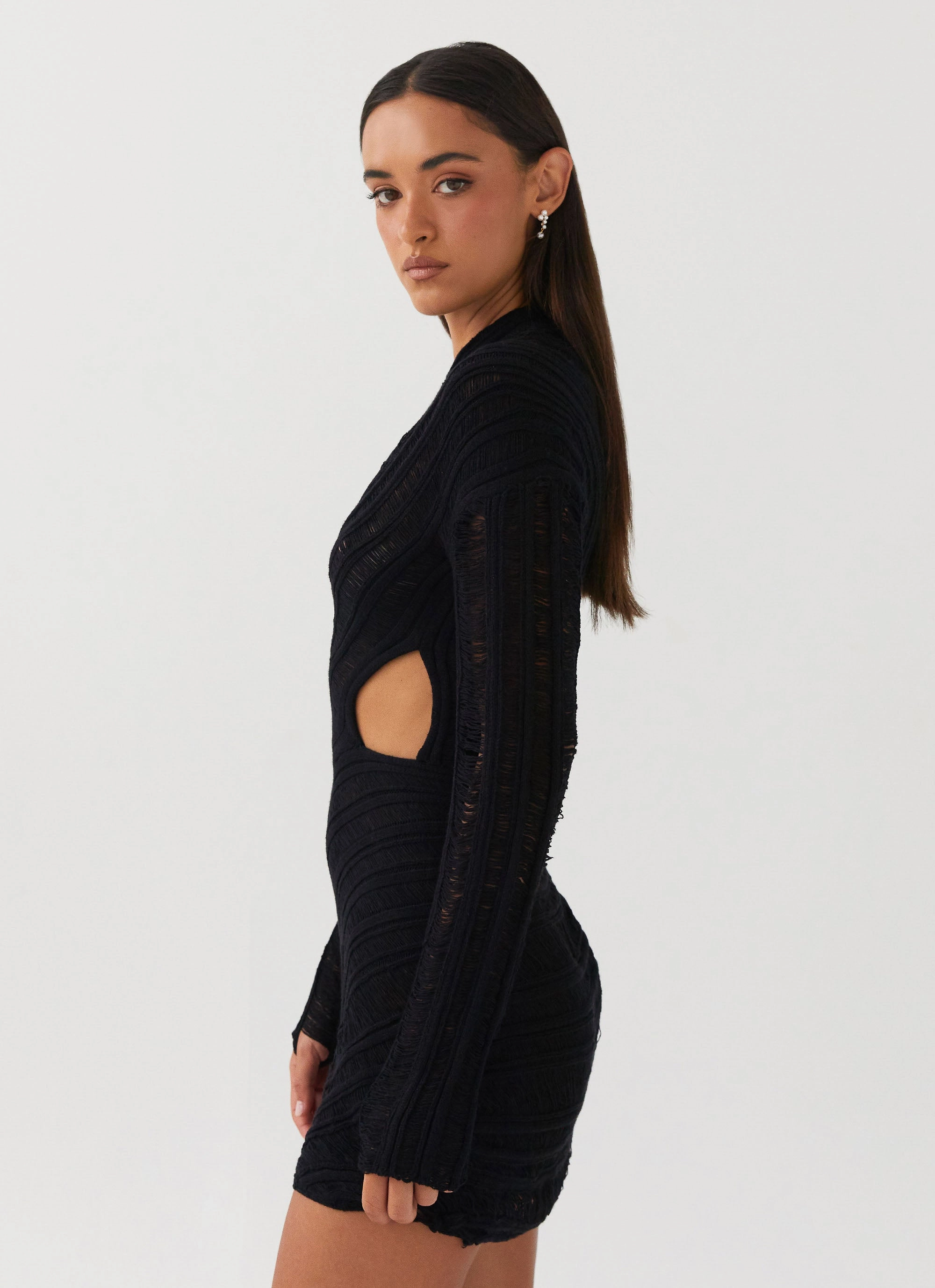 Flowing Lines Angels Wing Dress - Black