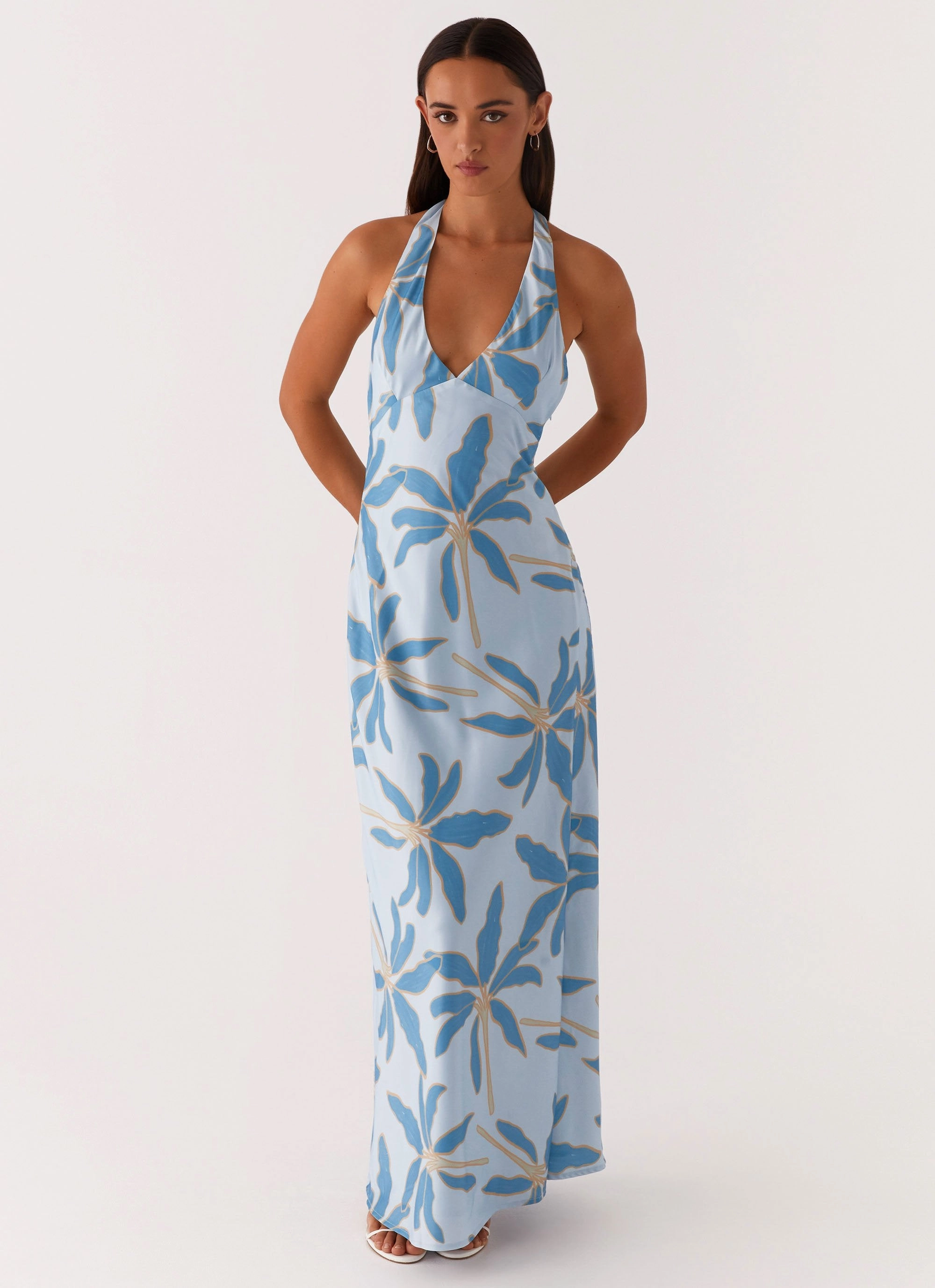 Angie Maxi Dress - Opulent Blue Feminine Look Glam Touch