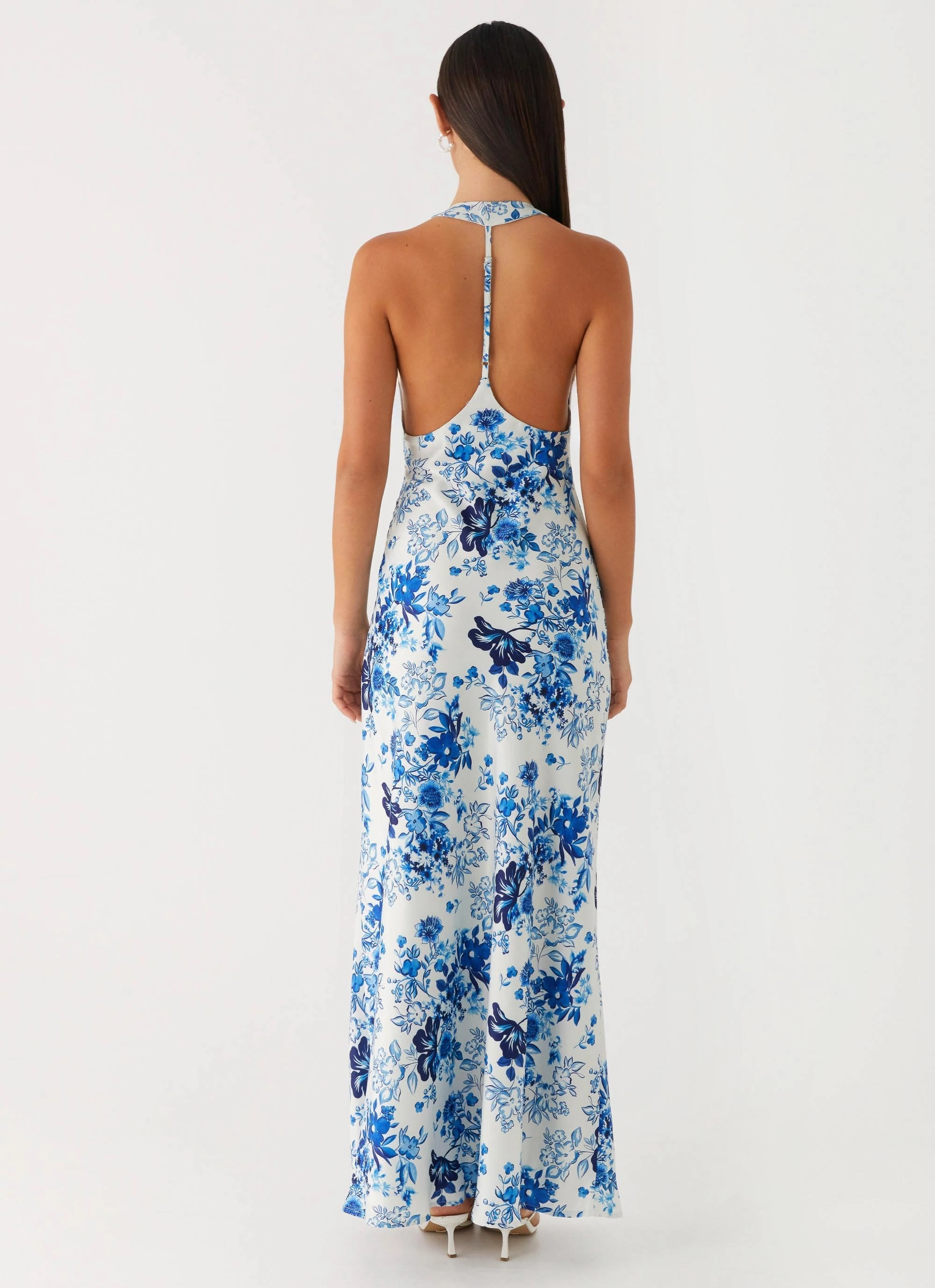 Angie Maxi Dress - Serene Sky Floral Everyday Use Vibrant Waist Fit