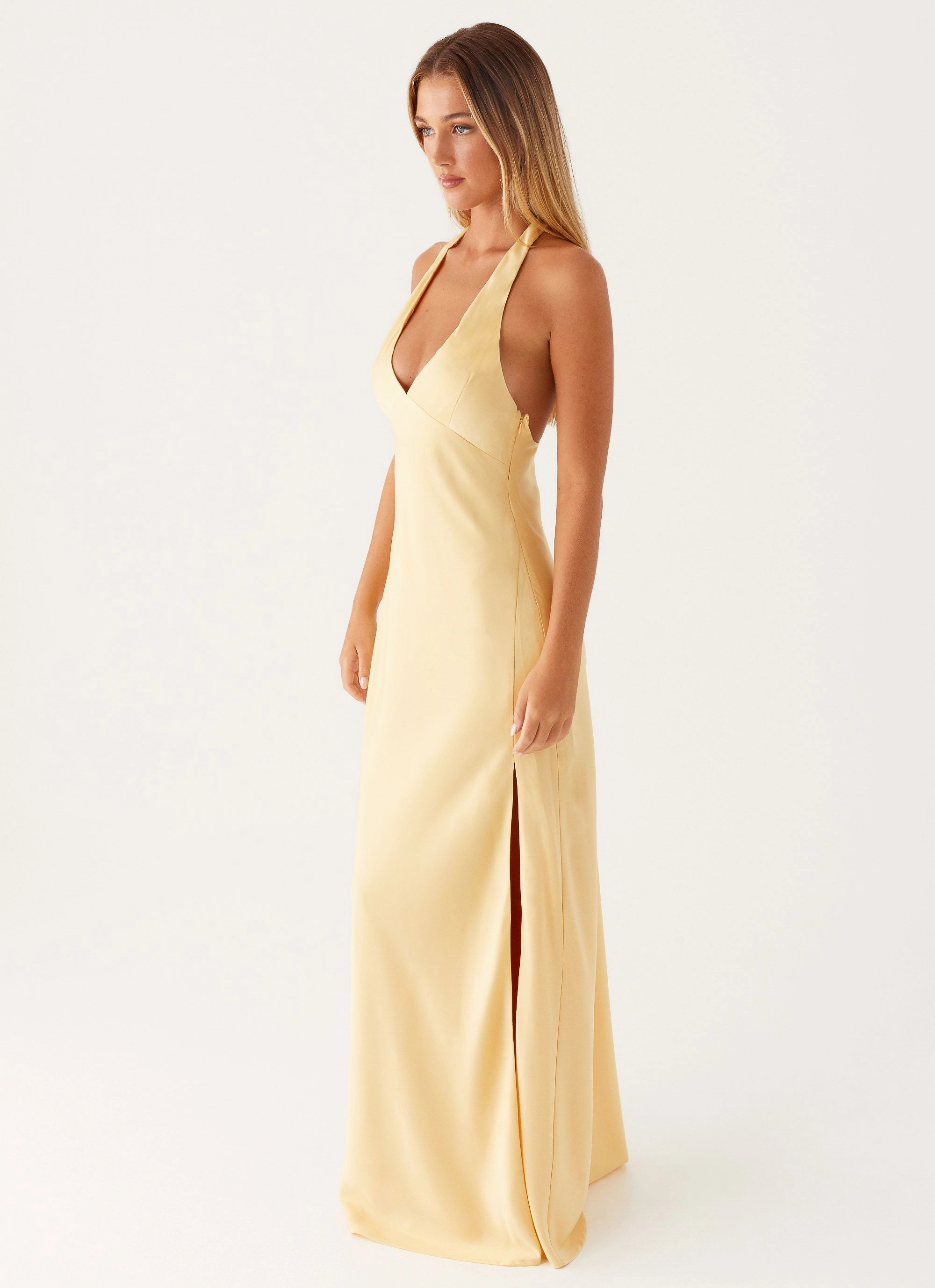 Angie Maxi Dress - Yellow Daily Wear Sleek Form