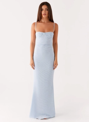 Anna Sophia Maxi Dress - Blue Light Volume Youth Charm