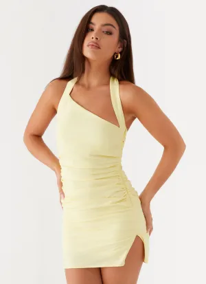 Annalissa Linen Mini Dress - Yellow Feminine Design