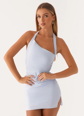 Annalissa Linen Mini Dress - Blue Soft Design