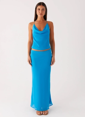 Another Life Chiffon Maxi Skirt - Turquoise Timeless Fit TouchscreenCompatiblePockets