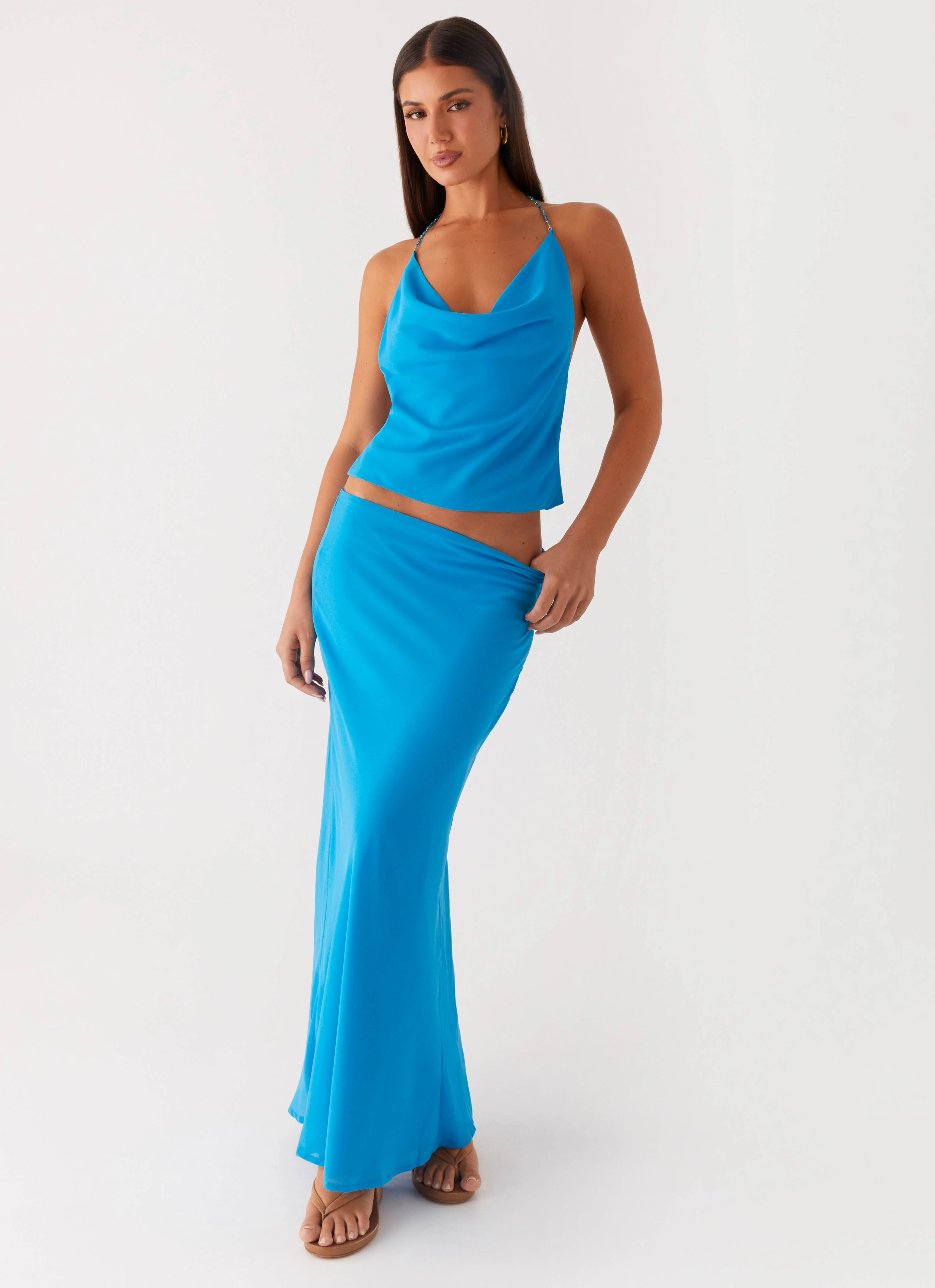 Cozy Lining Another Life Chiffon Maxi Skirt - Turquoise