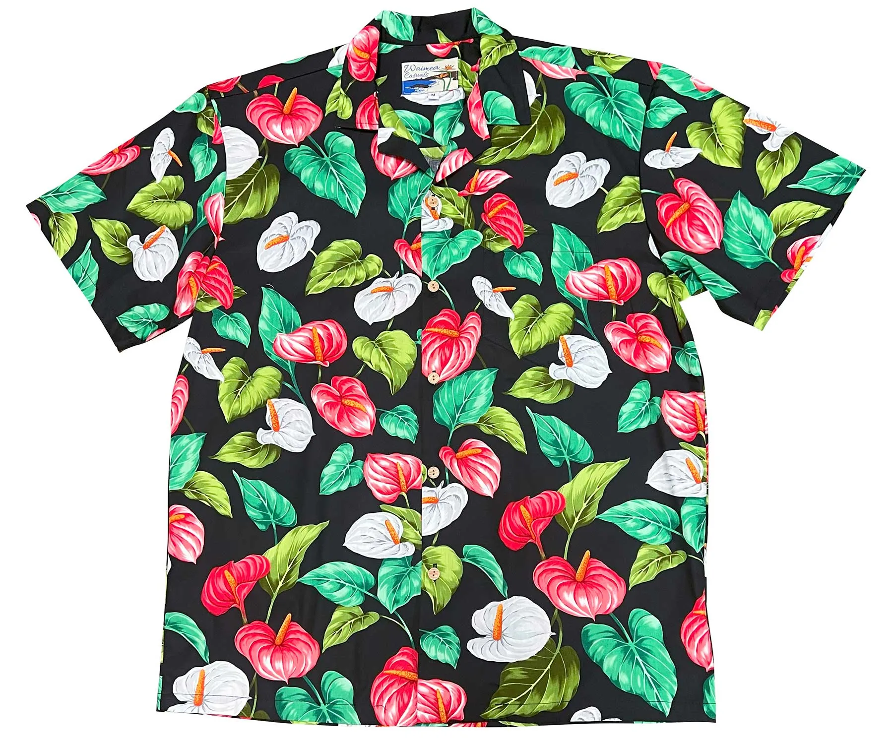Anthurium Garden Black Hawaiian Shirt