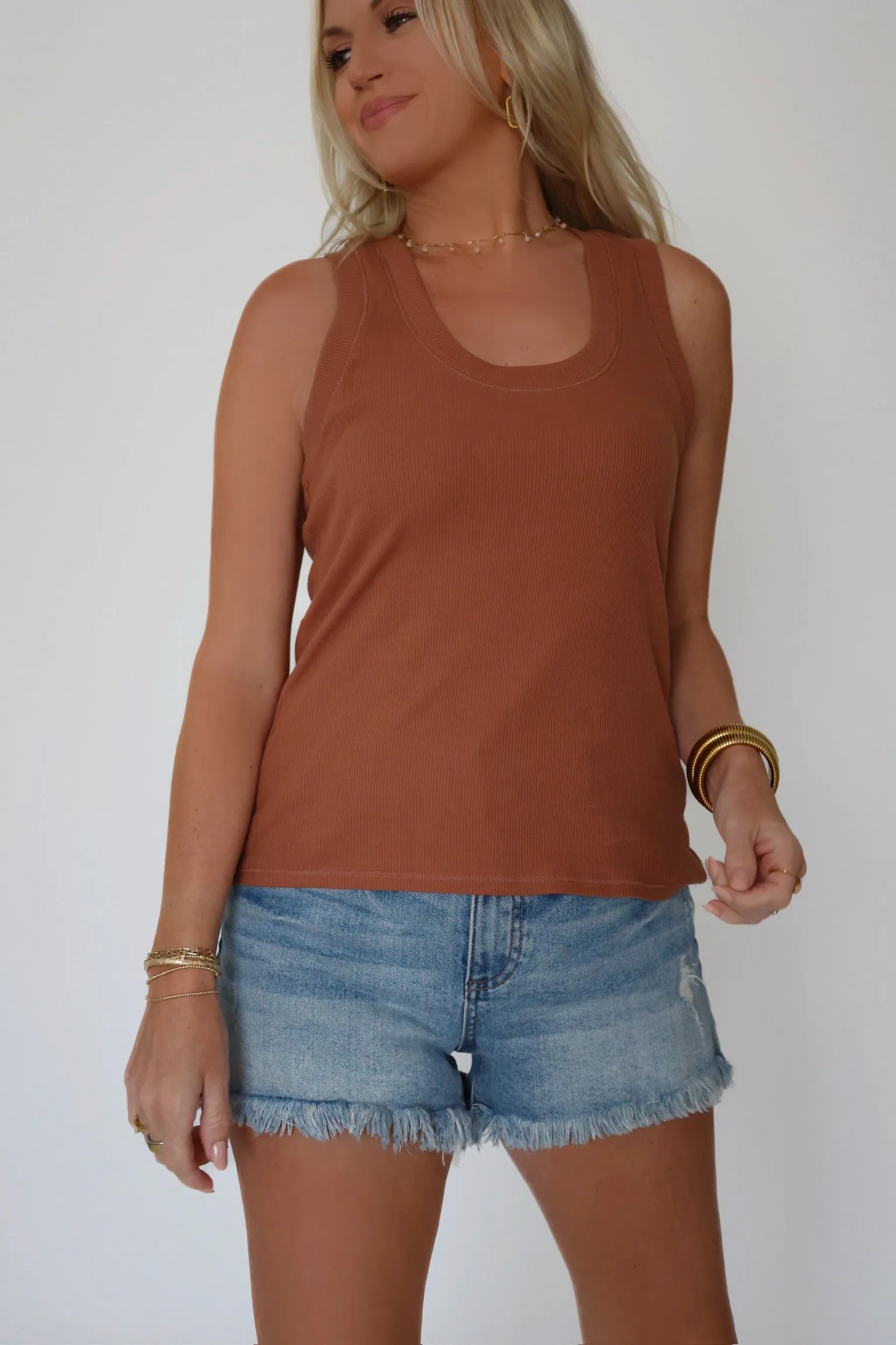 Basic Tank CrossGrain Fabric Sirena Rib Tank - Teakwood