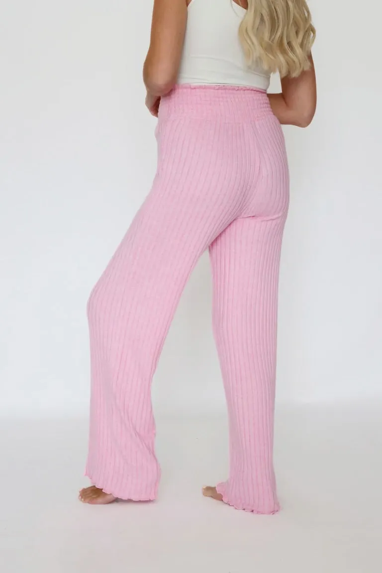 Dawn Smocked Rib Pant - Passionfruit Slim Shape Urban Look