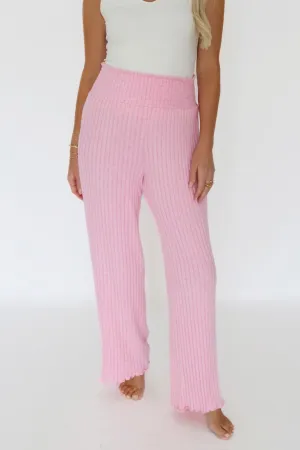 Stylish Cut Dawn Smocked Rib Pant - Passionfruit