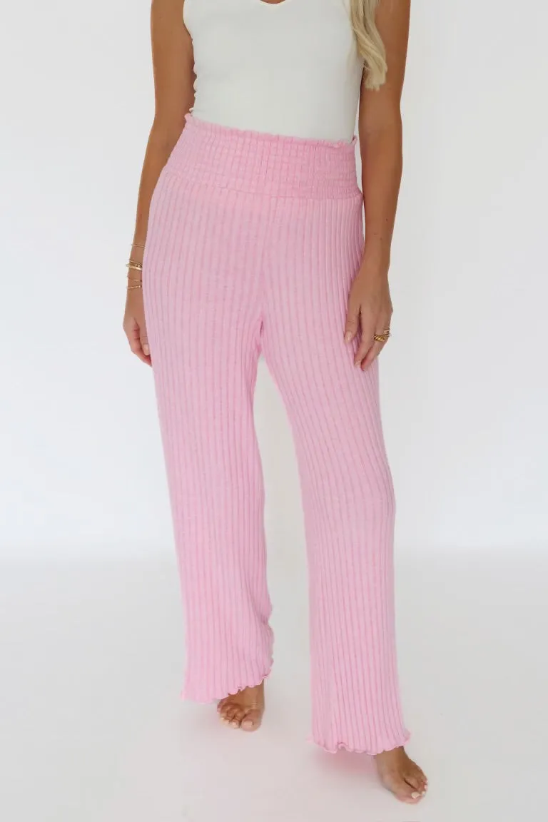 Stylish Cut Dawn Smocked Rib Pant - Passionfruit